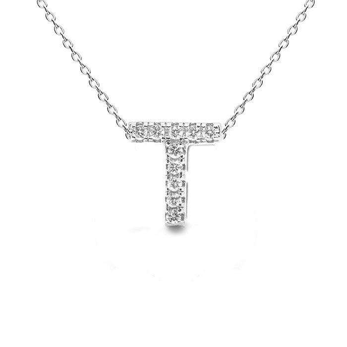 Collar de Plata de Ley 925 con Circonita Brillante acabado en rodio - Alphabet