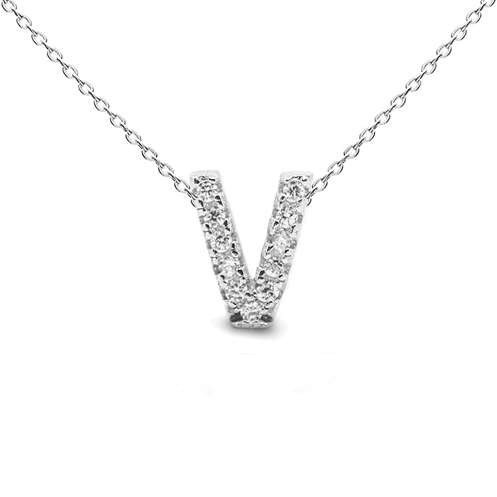 Collar de Plata de Ley 925 con Circonita Brillante acabado en rodio - Alphabet