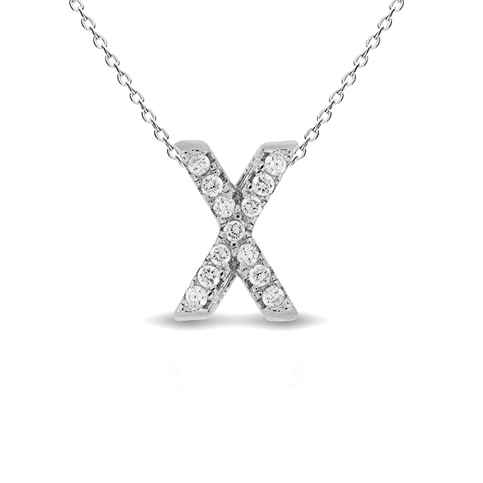 Collar de Plata de Ley 925 con Circonita Brillante acabado en rodio - Alphabet