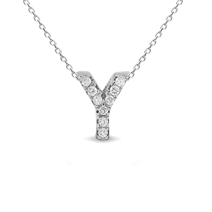 Collar de Plata de Ley 925 con Circonita Brillante acabado en rodio - Alphabet