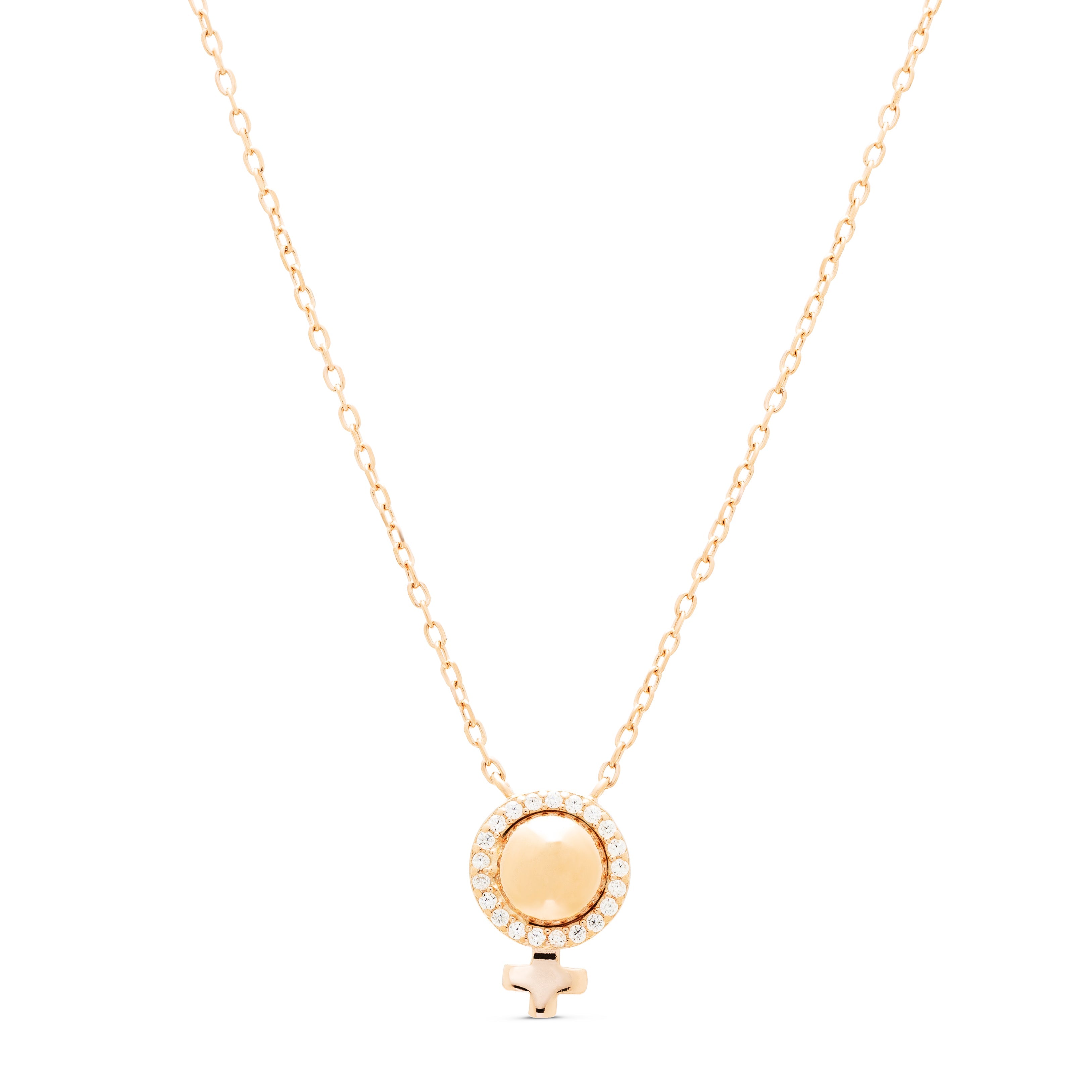 Collar de Plata de Ley 925 con Circonita Brillante acabado en oro rosa 18K - Stan