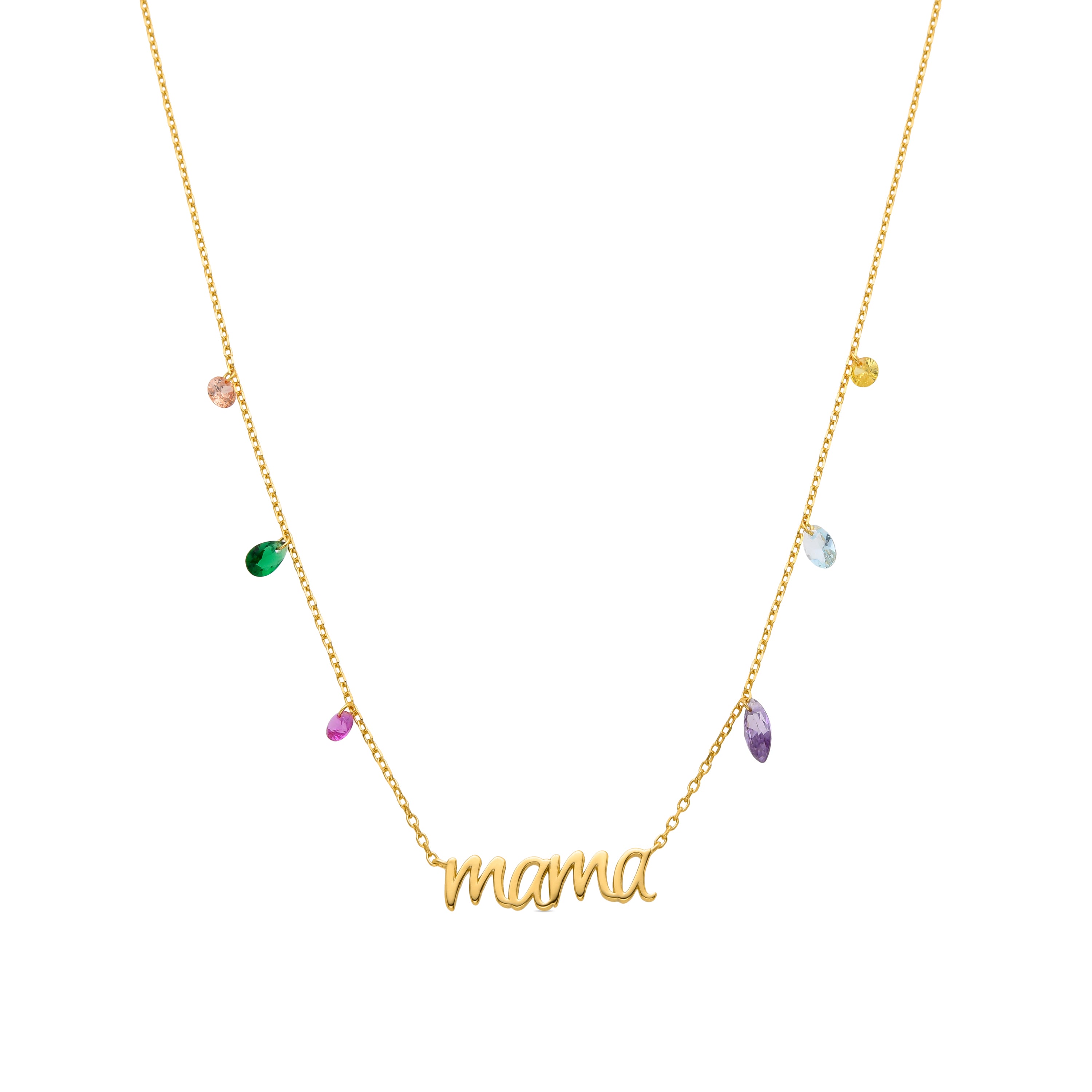 Collar De Plata De Ley 925 con Circonita Multicolor acabado oro 18k - Mama