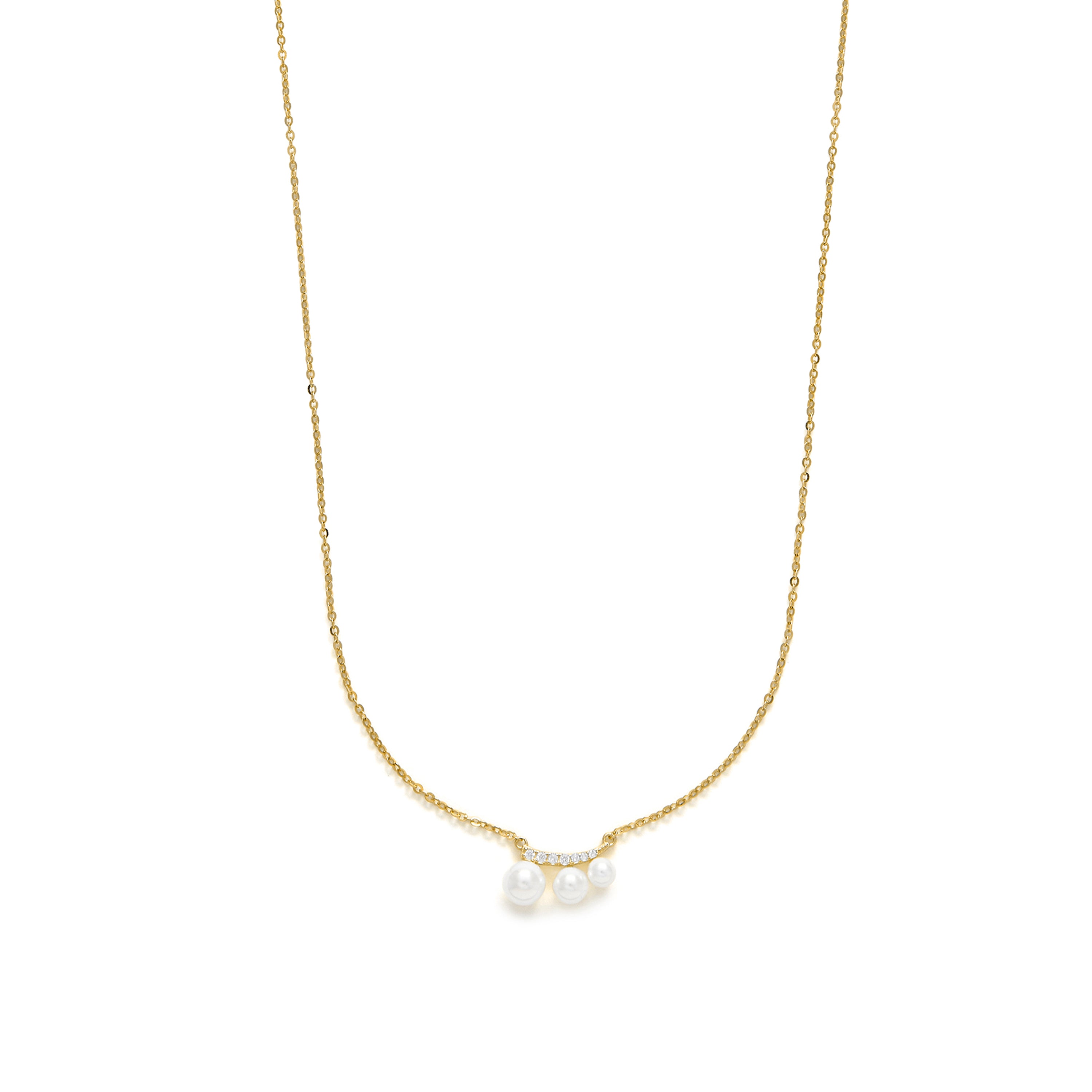 Collar de Plata de Ley 925 y Perla Blanca acabado en rodio - Duslo