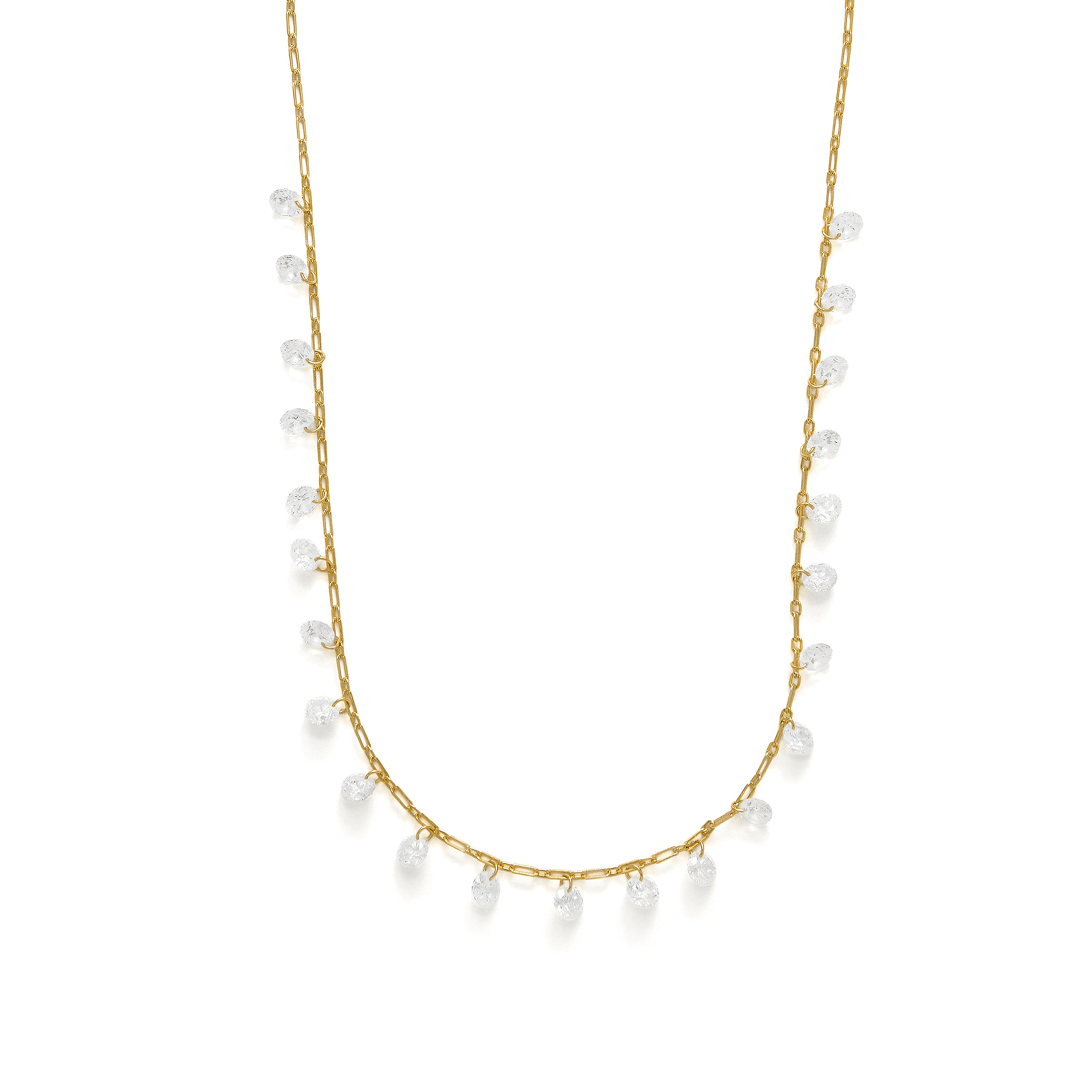 Collar de Plata de Ley 925 y Circonita Brillante acabado en oro amarillo 18k - Icamia