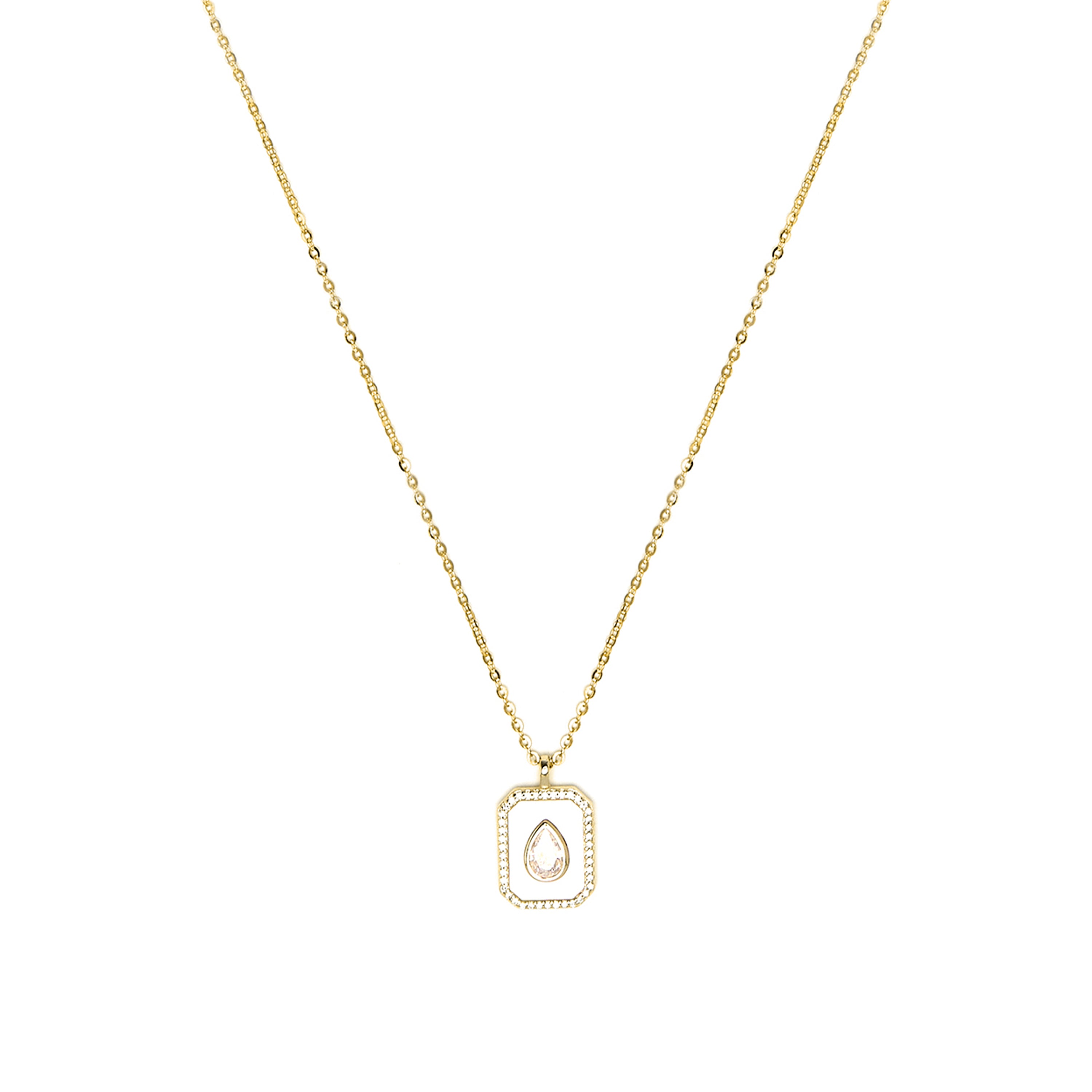 Collar de Plata de Ley 925 y Madreperla Blanca acabado en oro amarillo 18k - Baleh