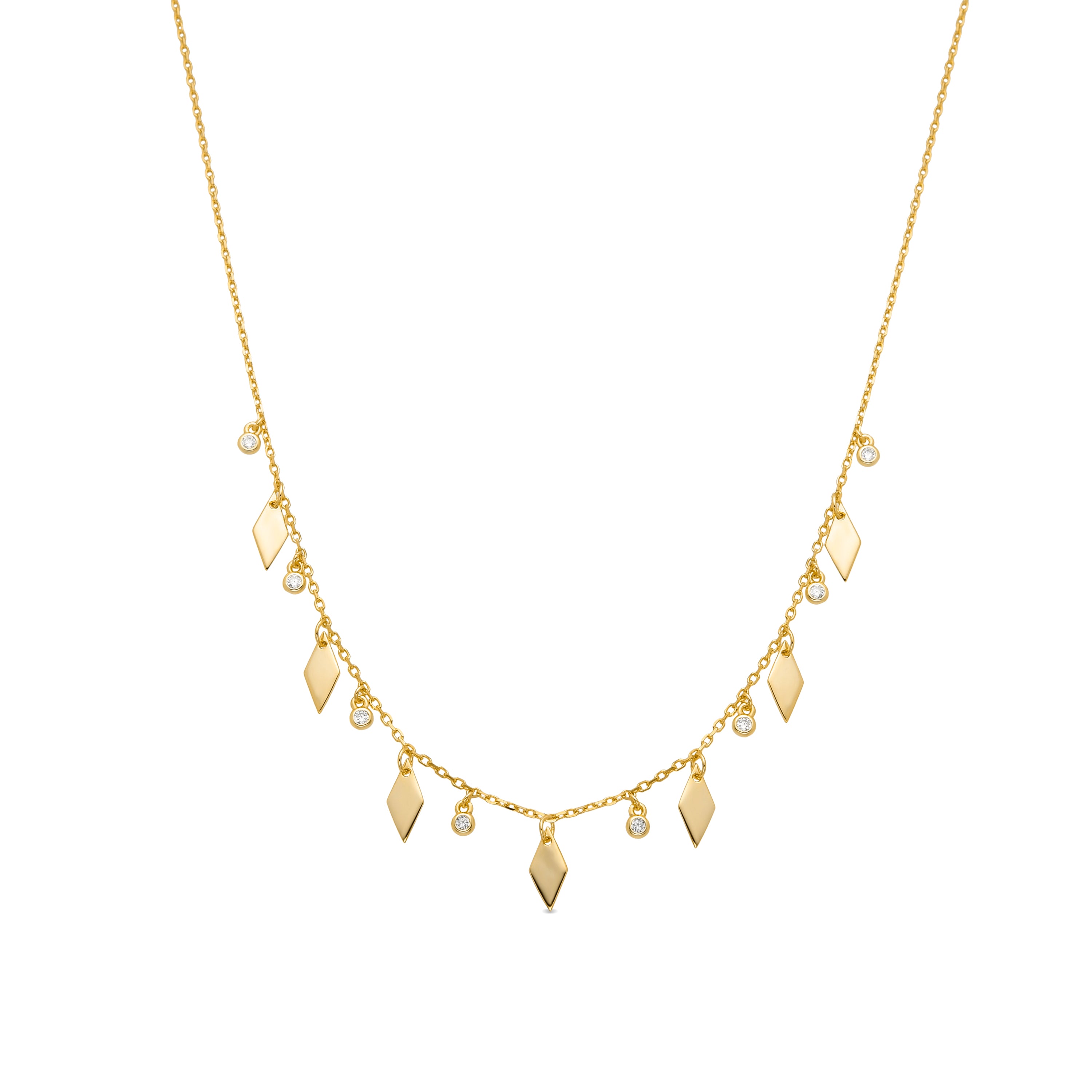 Collar de Plata de Ley 925 y Circonita Brillante acabado en oro amarillo de 18k - Suki