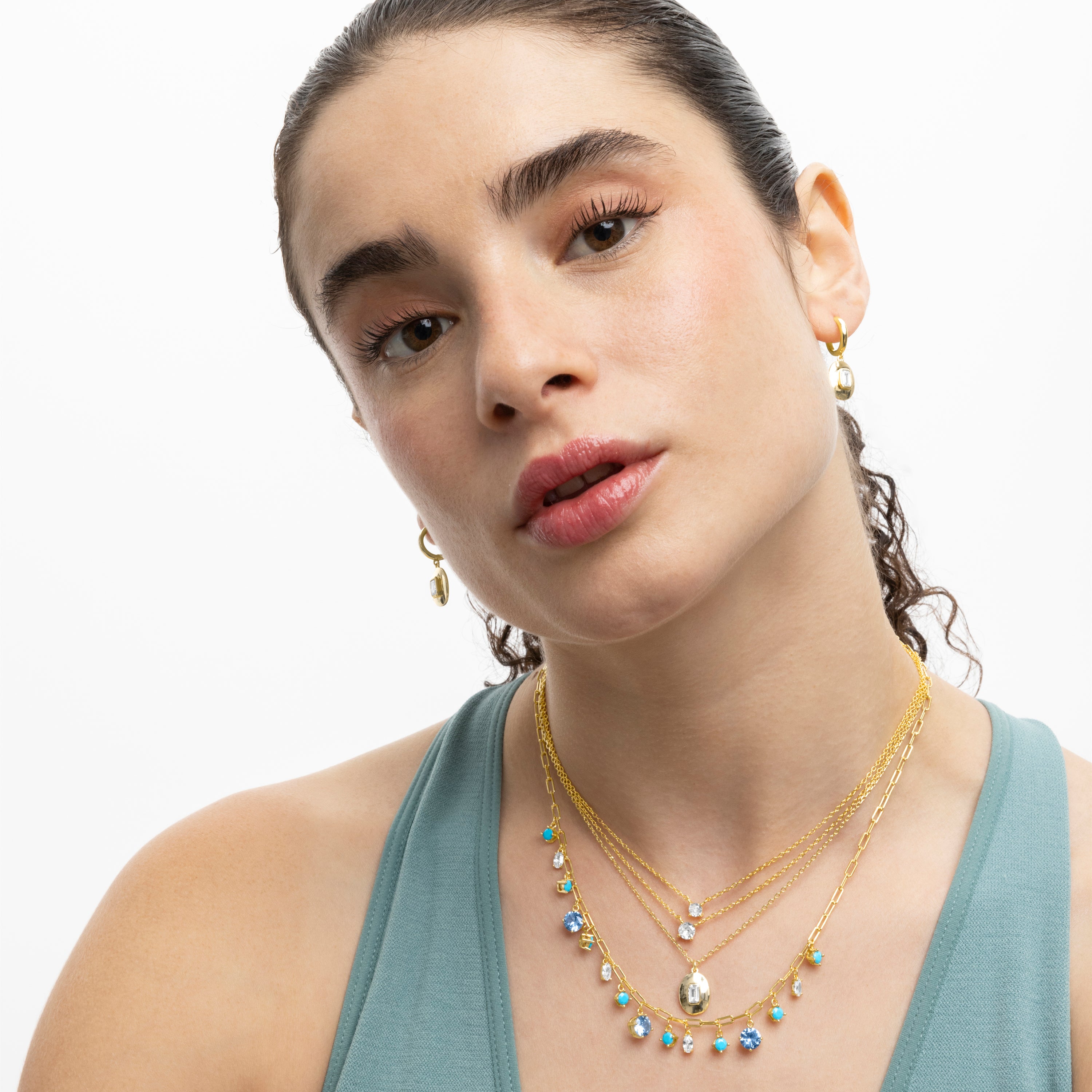 Collar de Plata de Ley 925 y Circonita Brillante acabado en oro amarillo de 18k - Meke