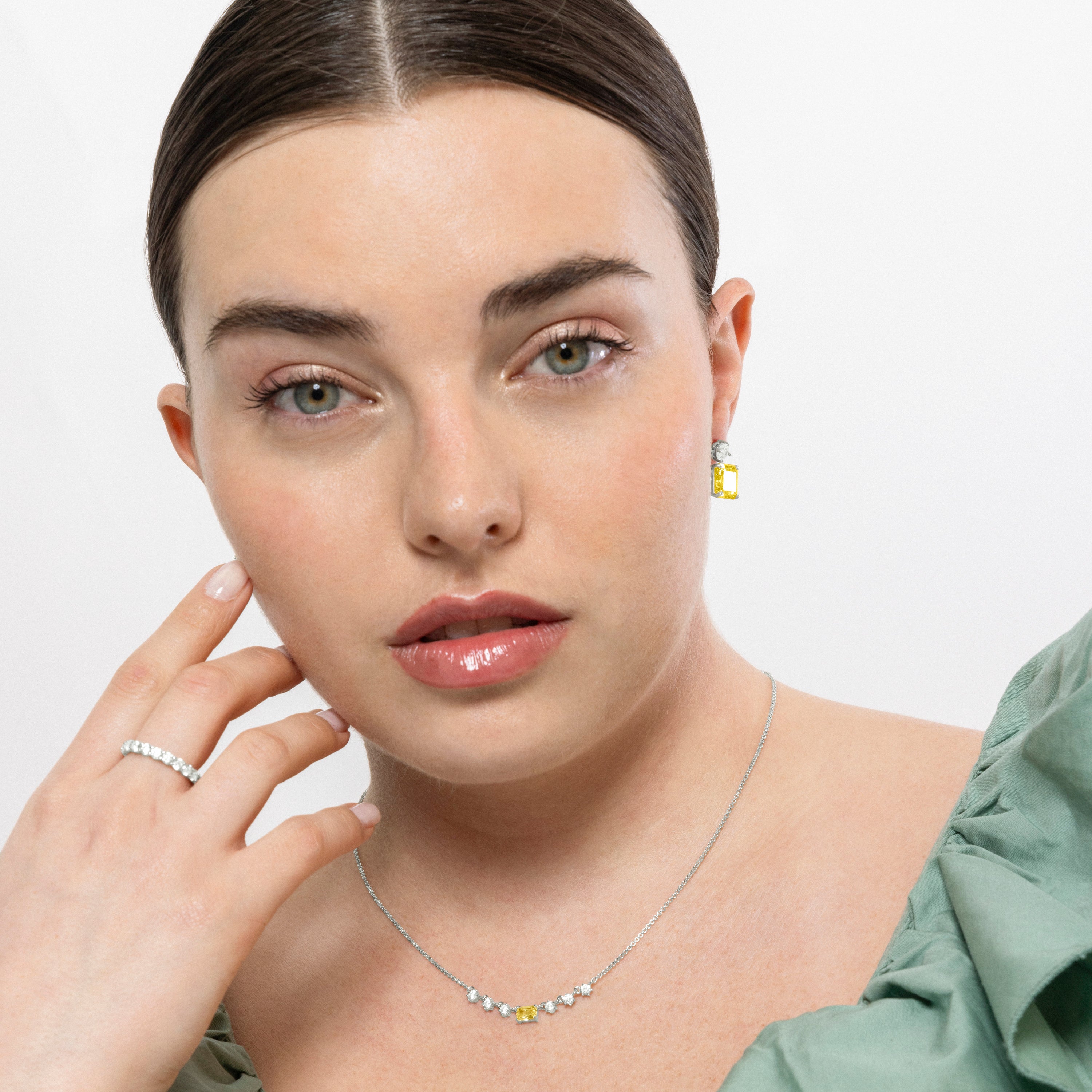 Collar de Plata de Ley 925 y Padparadscha acabado en rodio - Areb