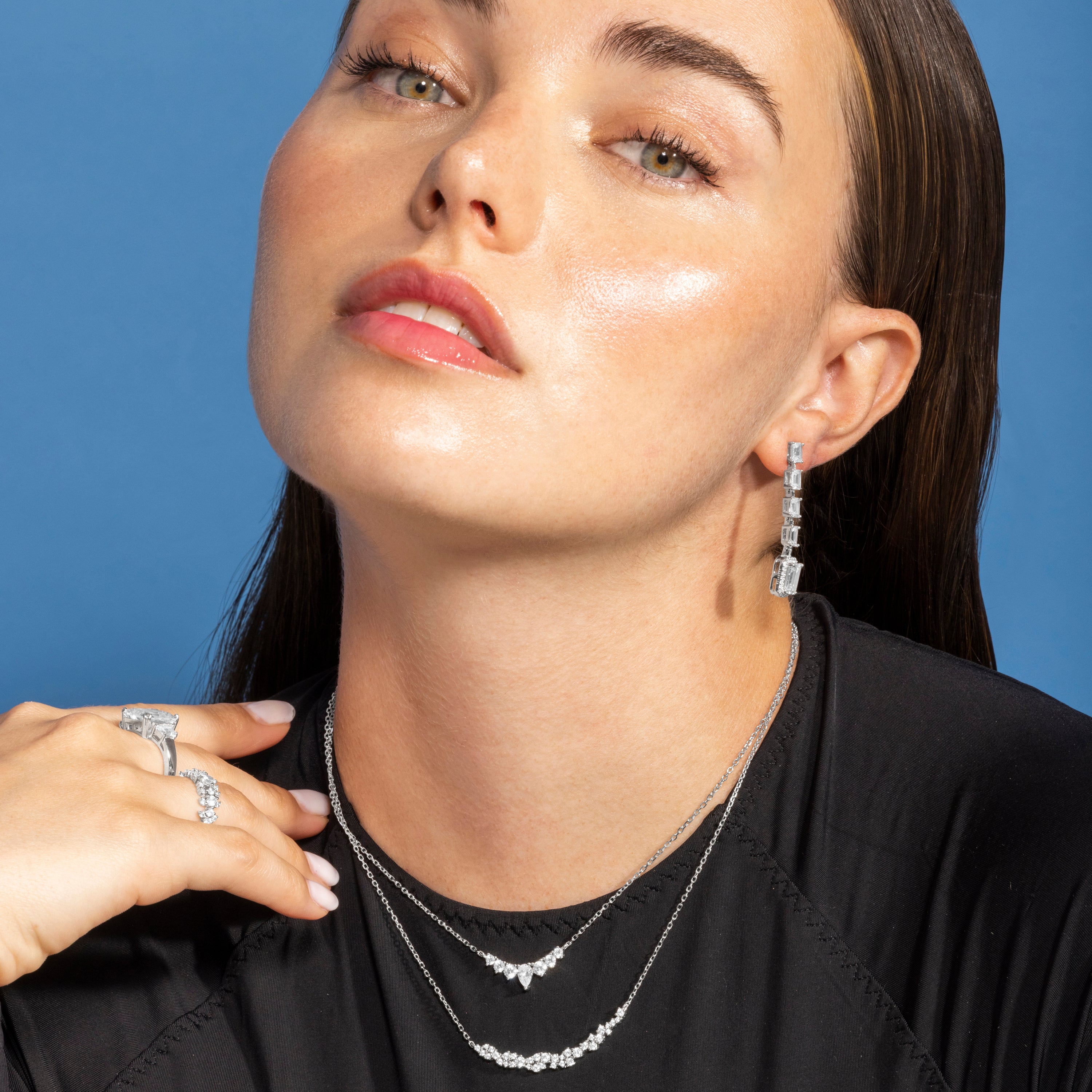 Collar de Plata de Ley 925 y Circonita Brillante acabado en rodio - Anviba