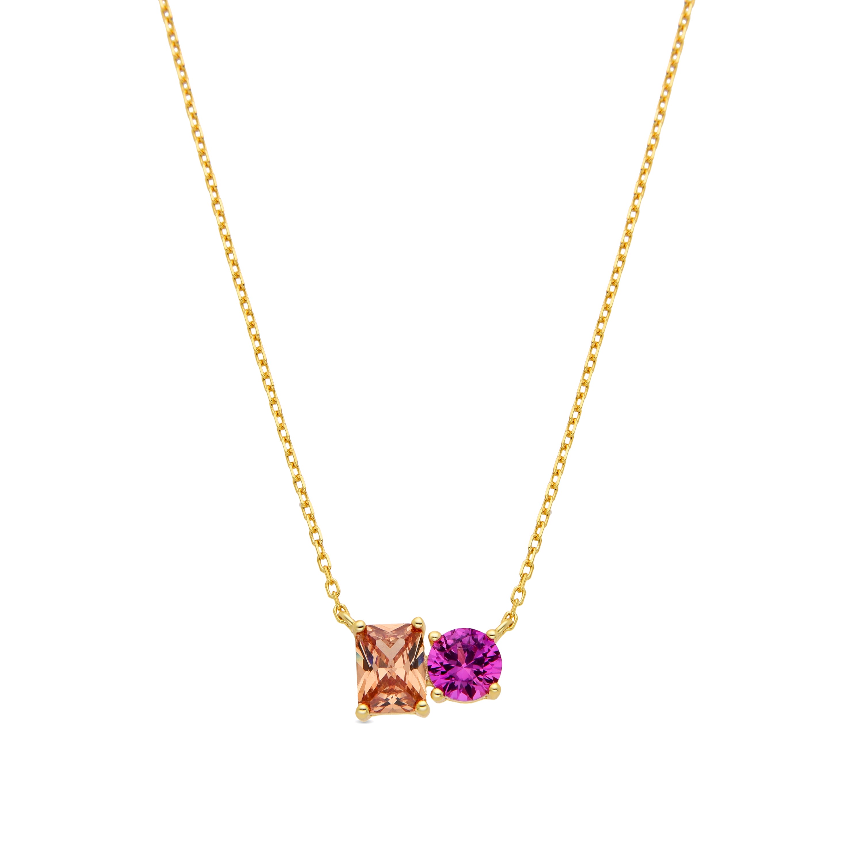 Collar de Plata de Ley 925 y Circonita Multicolor acabado oro 18k - Eleon