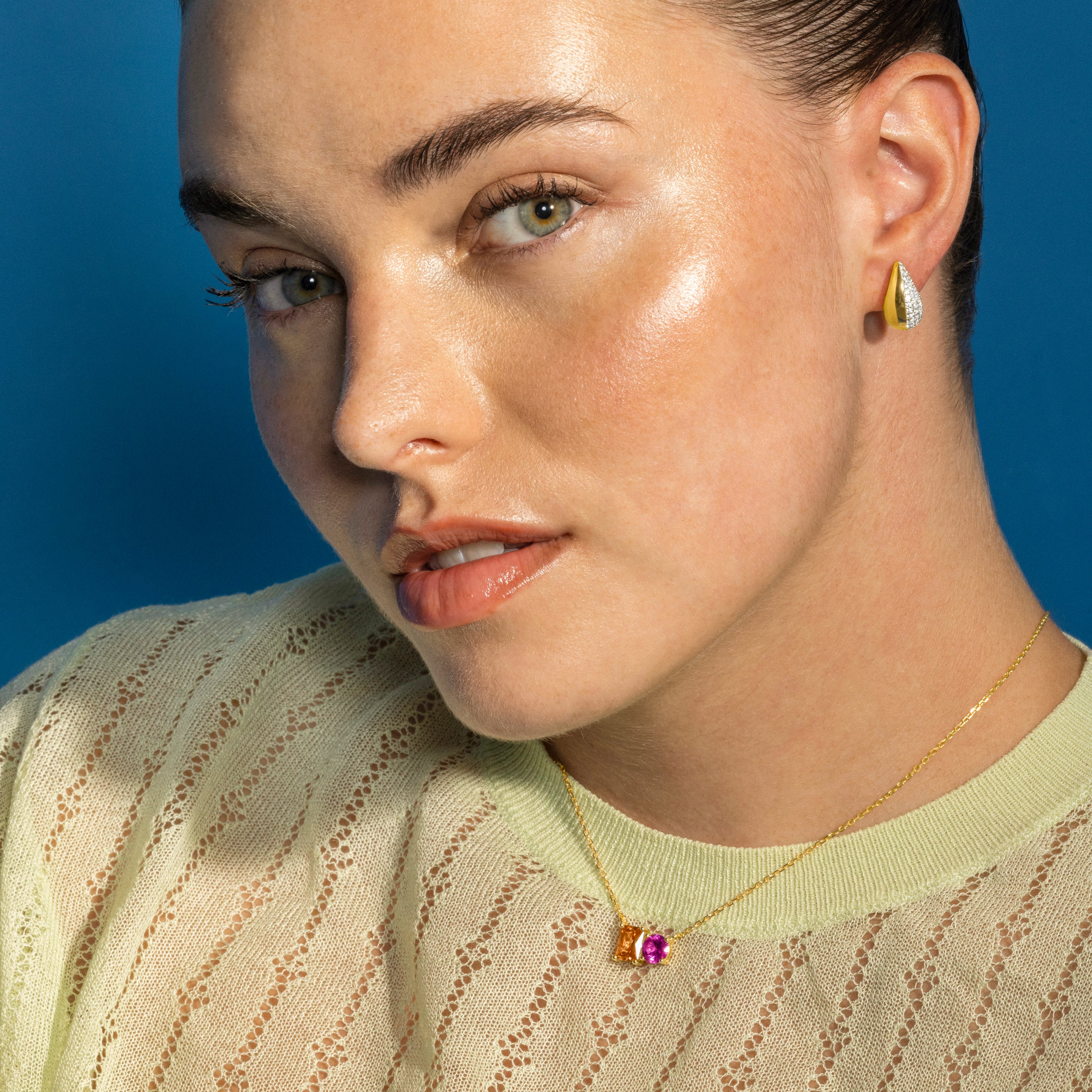 Collar de Plata de Ley 925 y Circonita Multicolor acabado oro 18k - Eleon