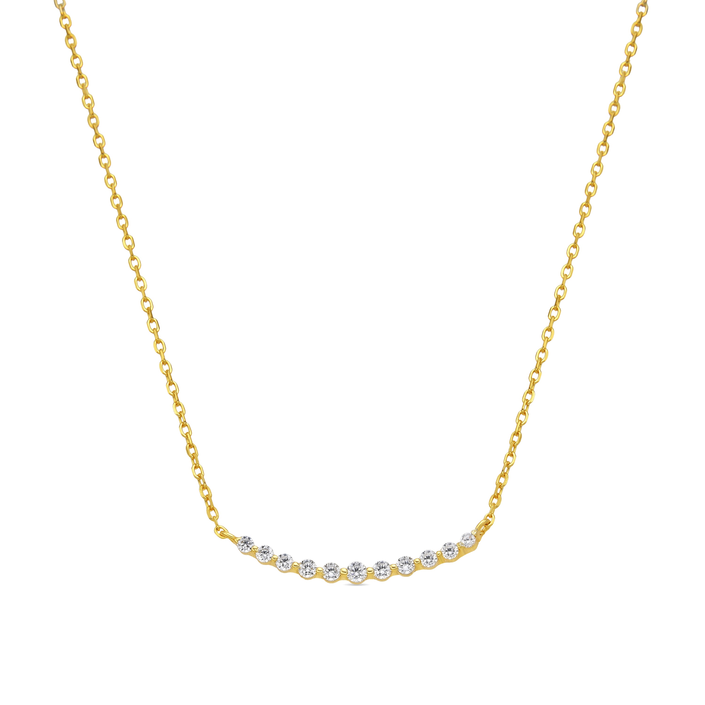 925 Sterling Silver Necklace with Brilliant Zirconia, 18k Yellow Gold Finish - Copim