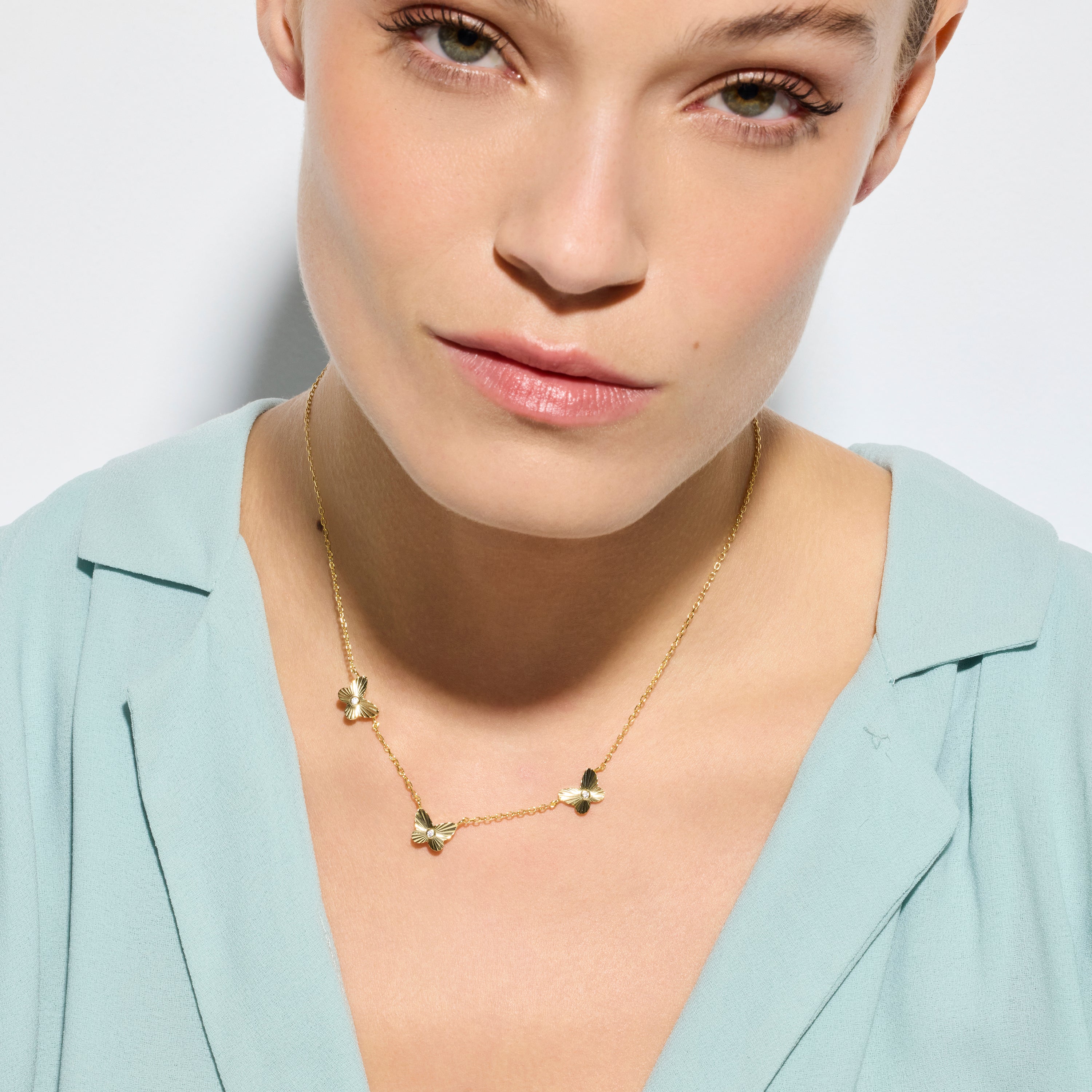 Collar de Plata de Ley 925 y Circonita Brillante acabado oro amarillo de 18k - Arsim