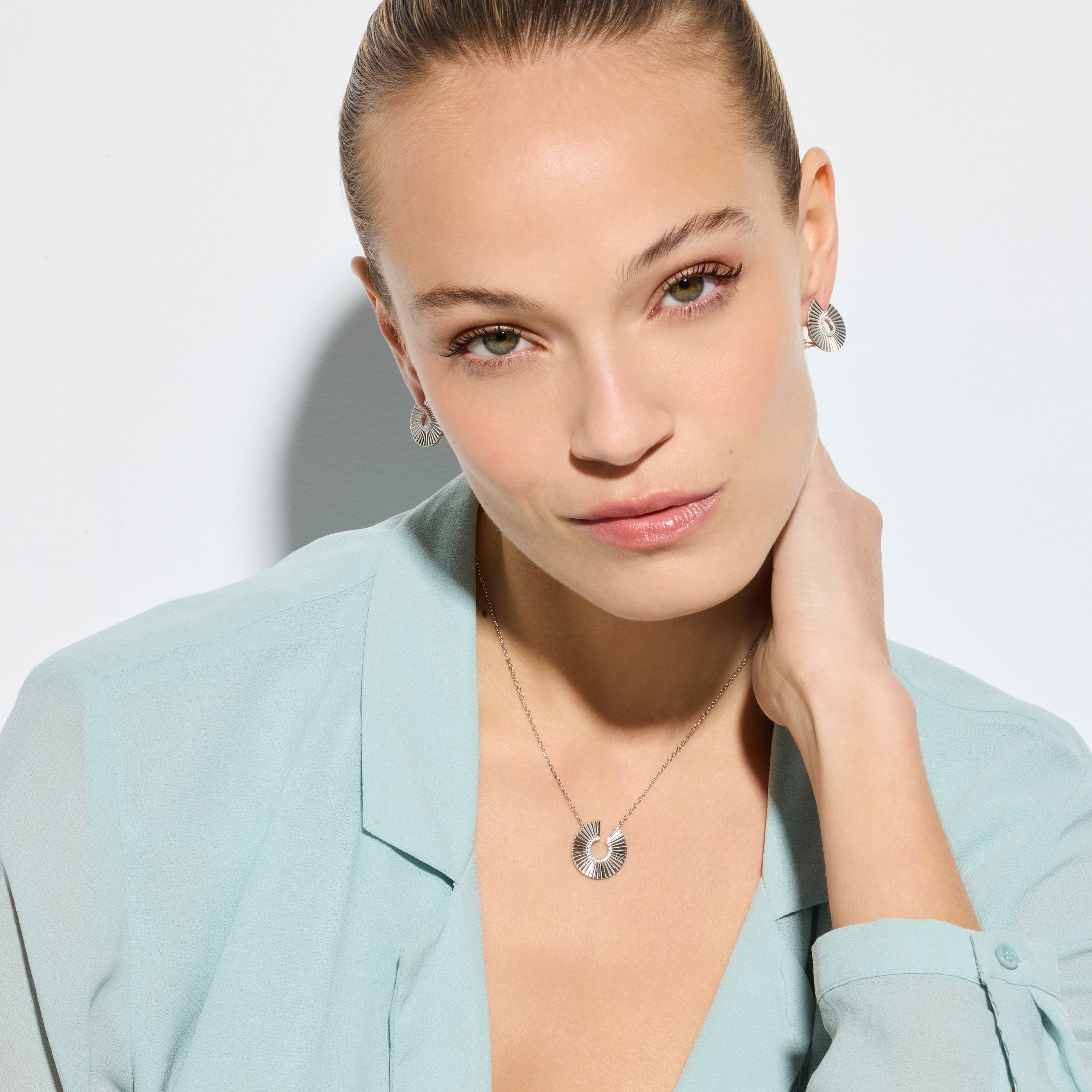 925 Sterling Silver Necklace and Bright Cubic Zirconia rhodium finish - Dragi