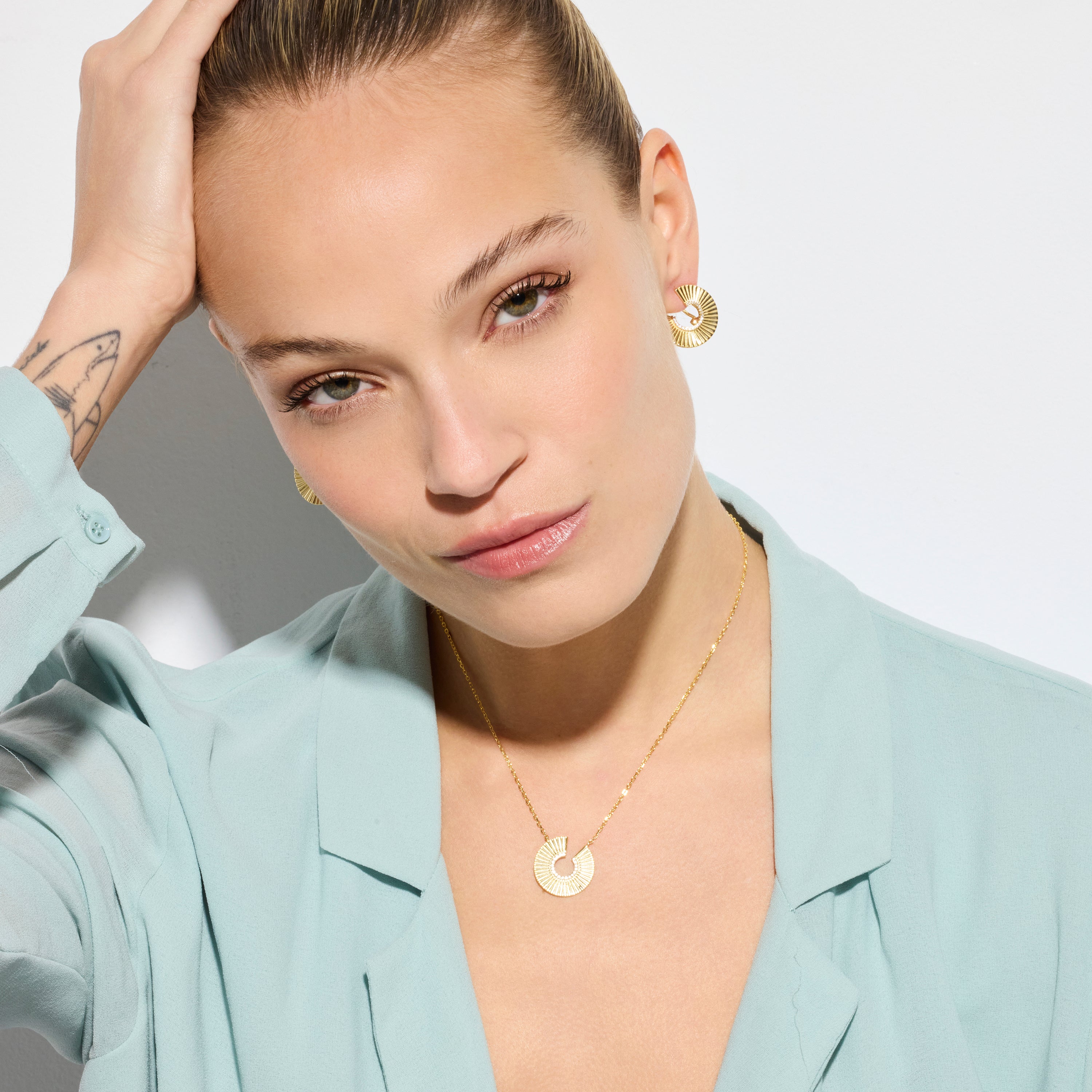 Collana in Argento Sterling 925 e Zirconia Brillante con finitura in oro giallo 18k - Dragi