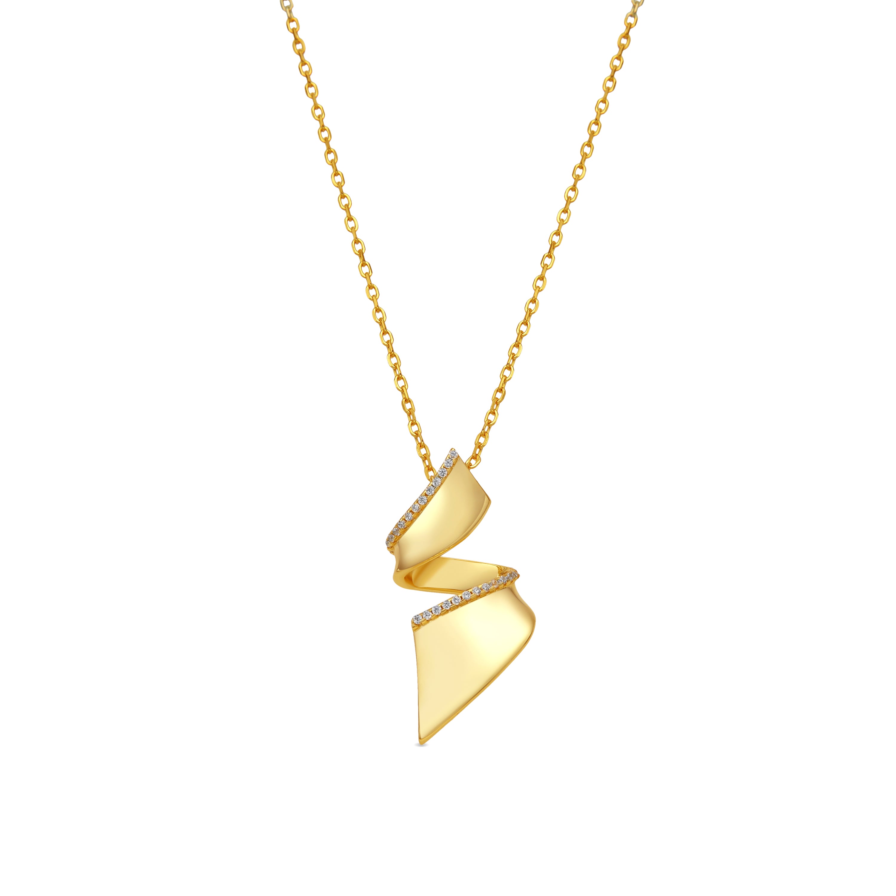 925 Sterling Silver Necklace with Brilliant Zirconia, 18k Yellow Gold Finish - Orba