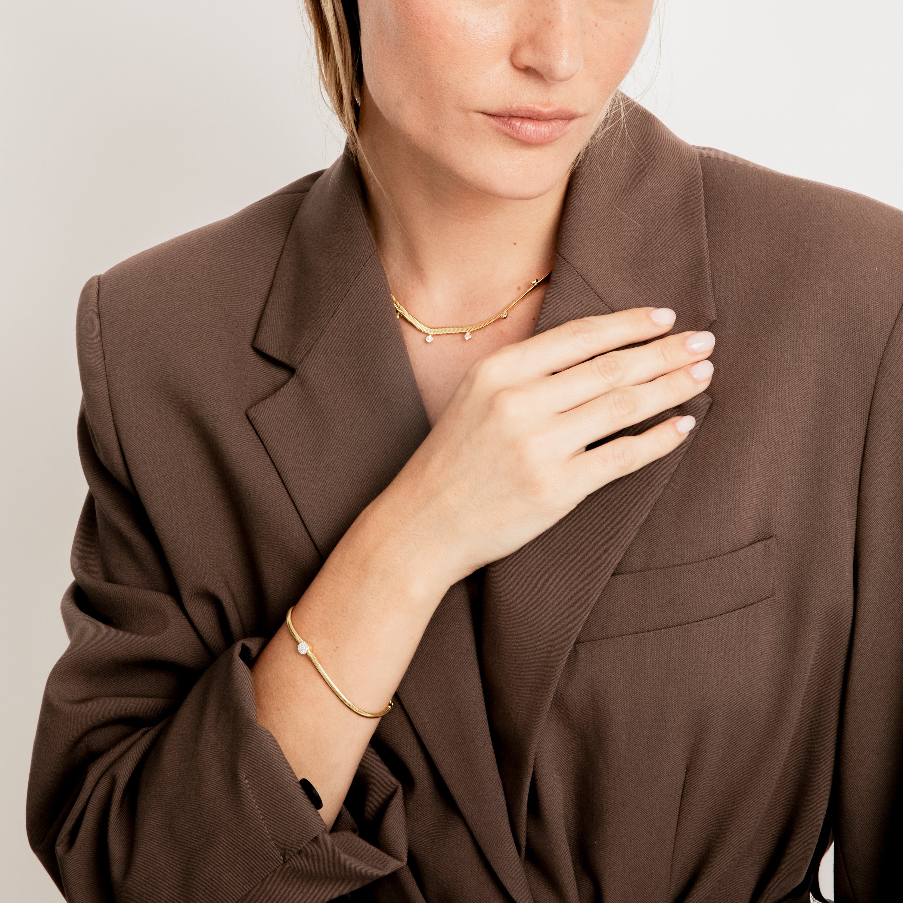 Collar de Plata de Ley 925 y Circonita Brillante acabado en oro amarillo 18k - Ranius