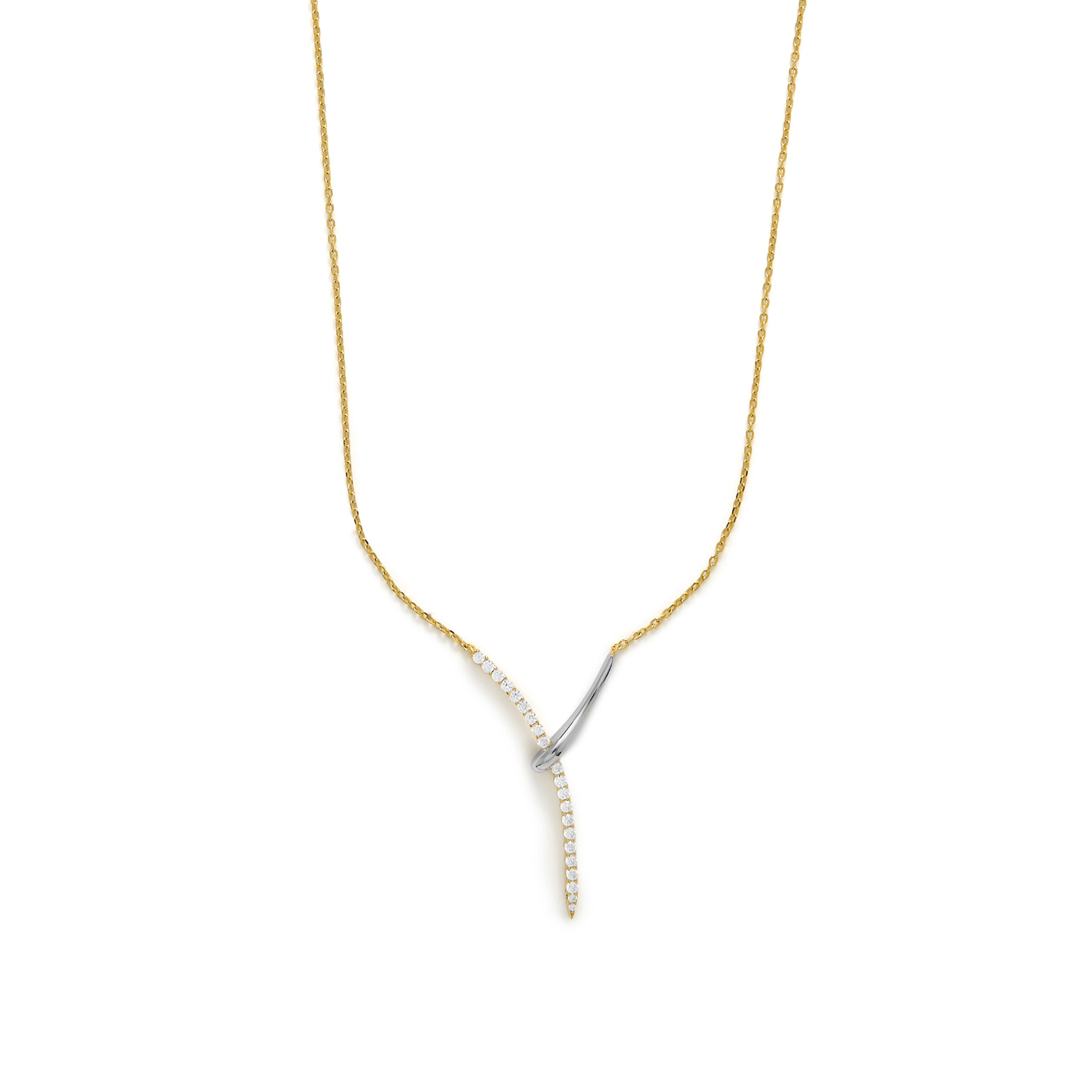 Collar de Plata de Ley 925 y Circonita Brillante acabado en oro amarillo 18k - Kitsa