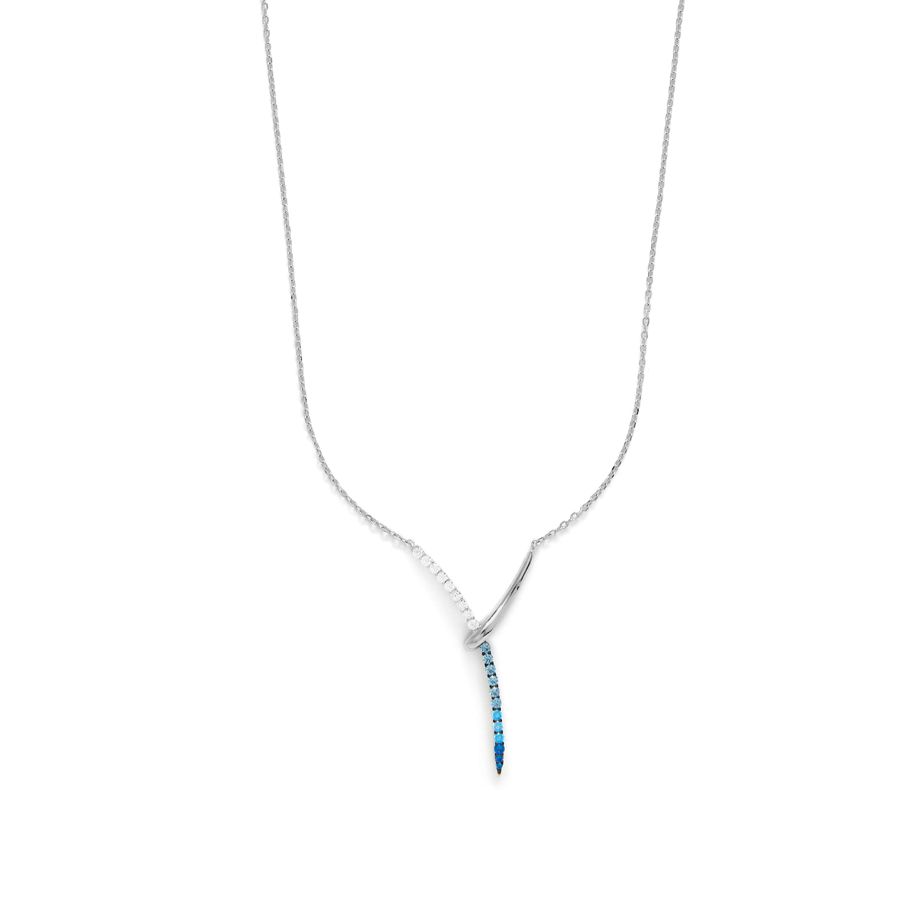 Collar de Plata de Ley 925 y Circonita Topacio Azul acabado en rodio - Pilva