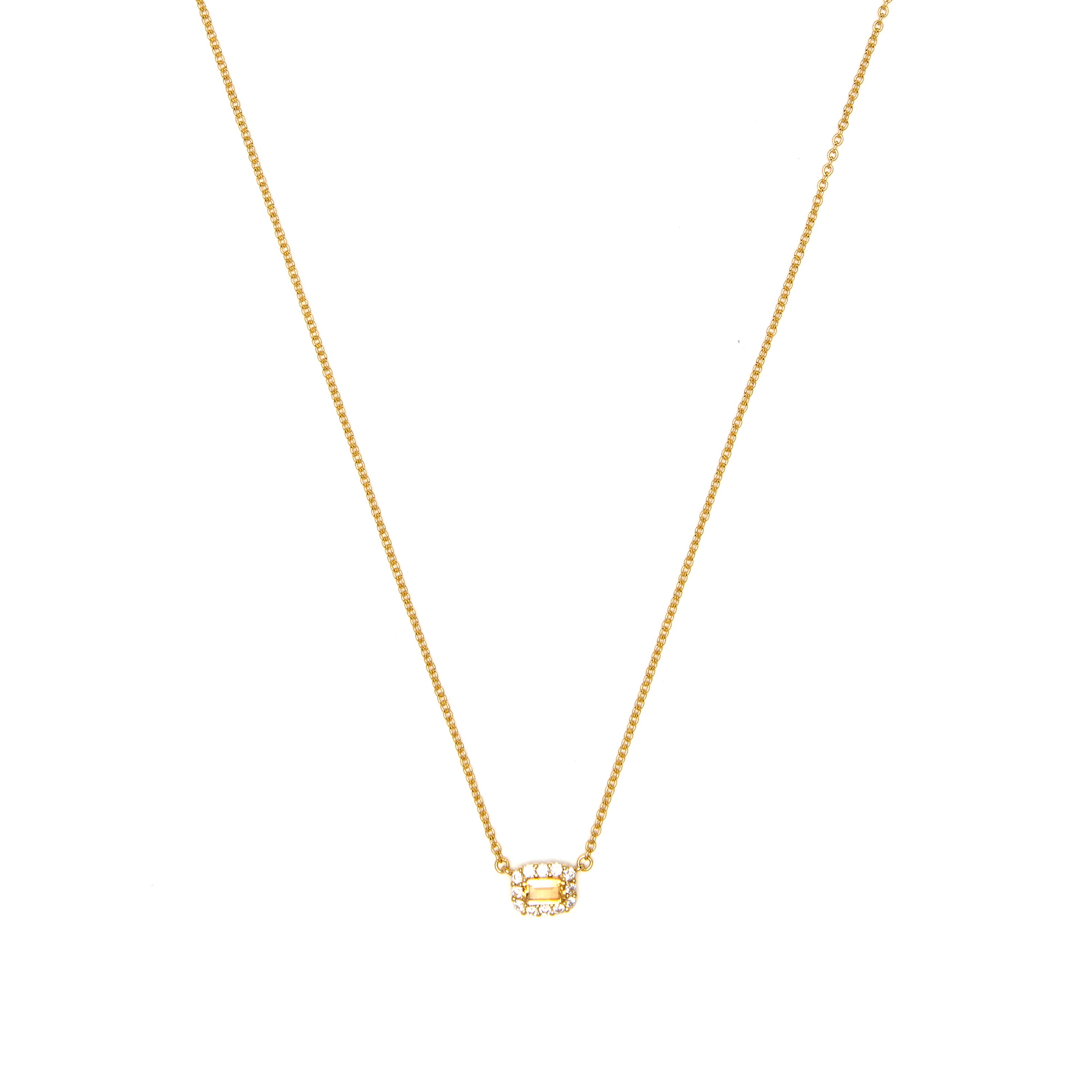 Collar de Plata de Ley 925 y Circonita Citrino acabado en oro amarillo 18k - Singaz