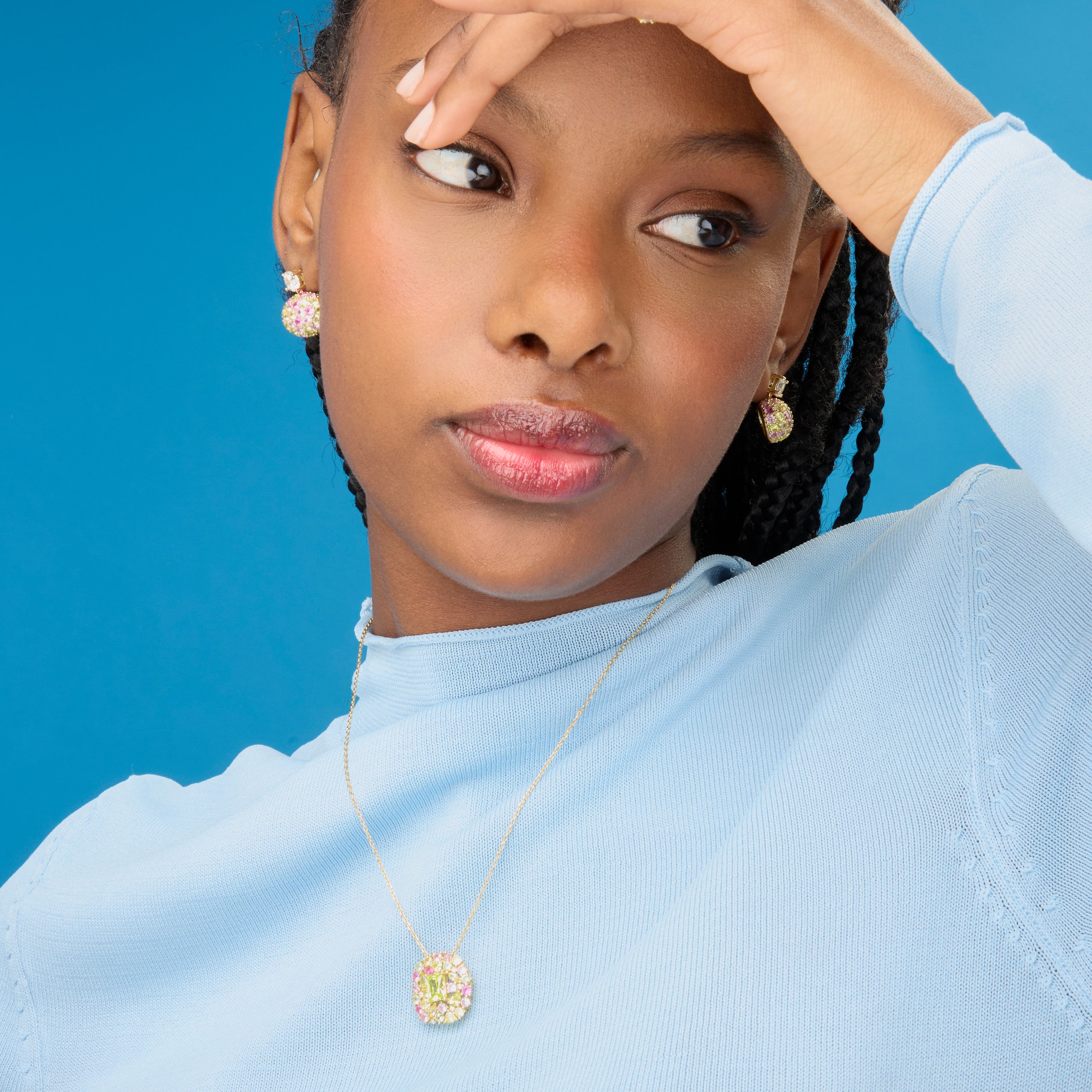 Collar de Plata de Ley 925 y Circonita Multicolor acabado en oro amarillo de 18k - Surlok