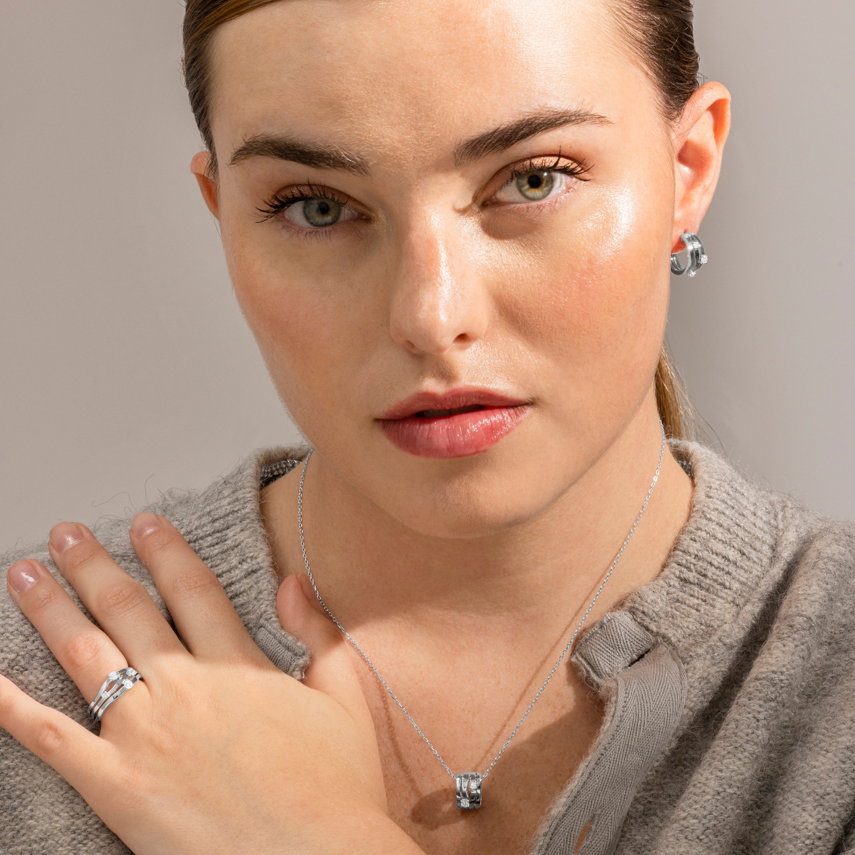 Collar de Plata de Ley 925 y Circonita Brillante acabado en rodio - Duvid