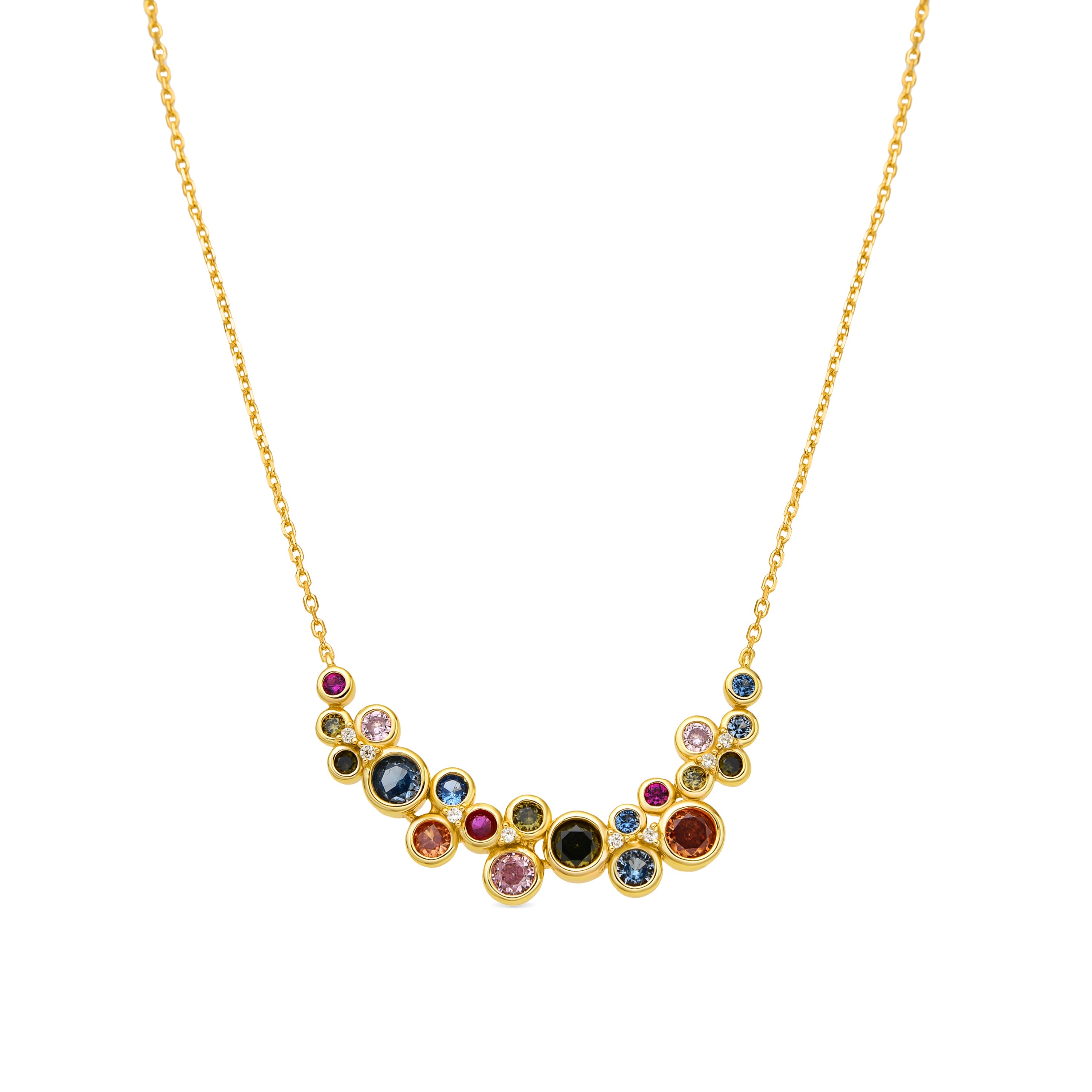 Collar de Plata de Ley 925 y Circonita Multicolor acabado oro amarillo de 18k - Hambio