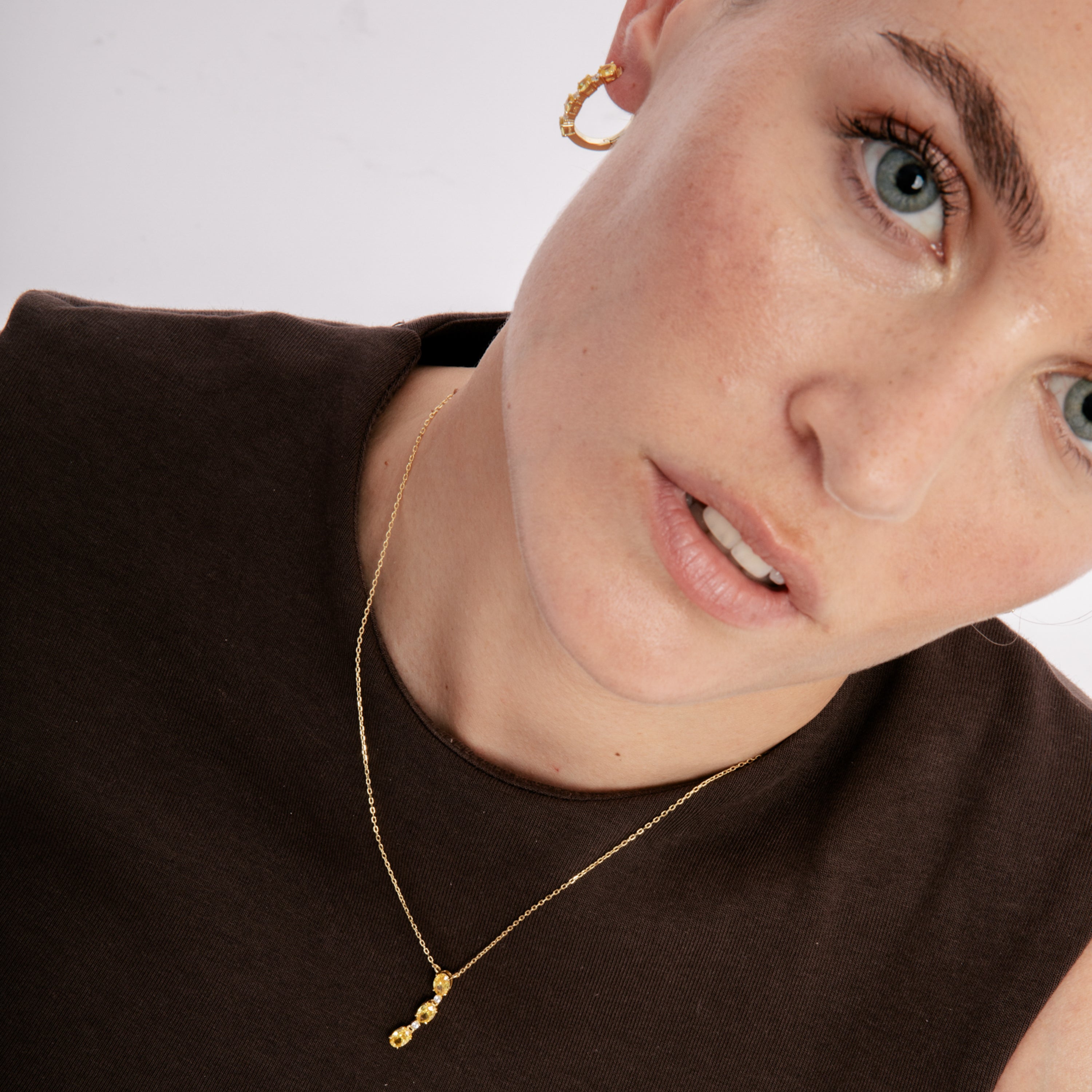 Collar de Plata de Ley 925 y Circonita Champagne acabado en oro amarillo 18k - Fiw