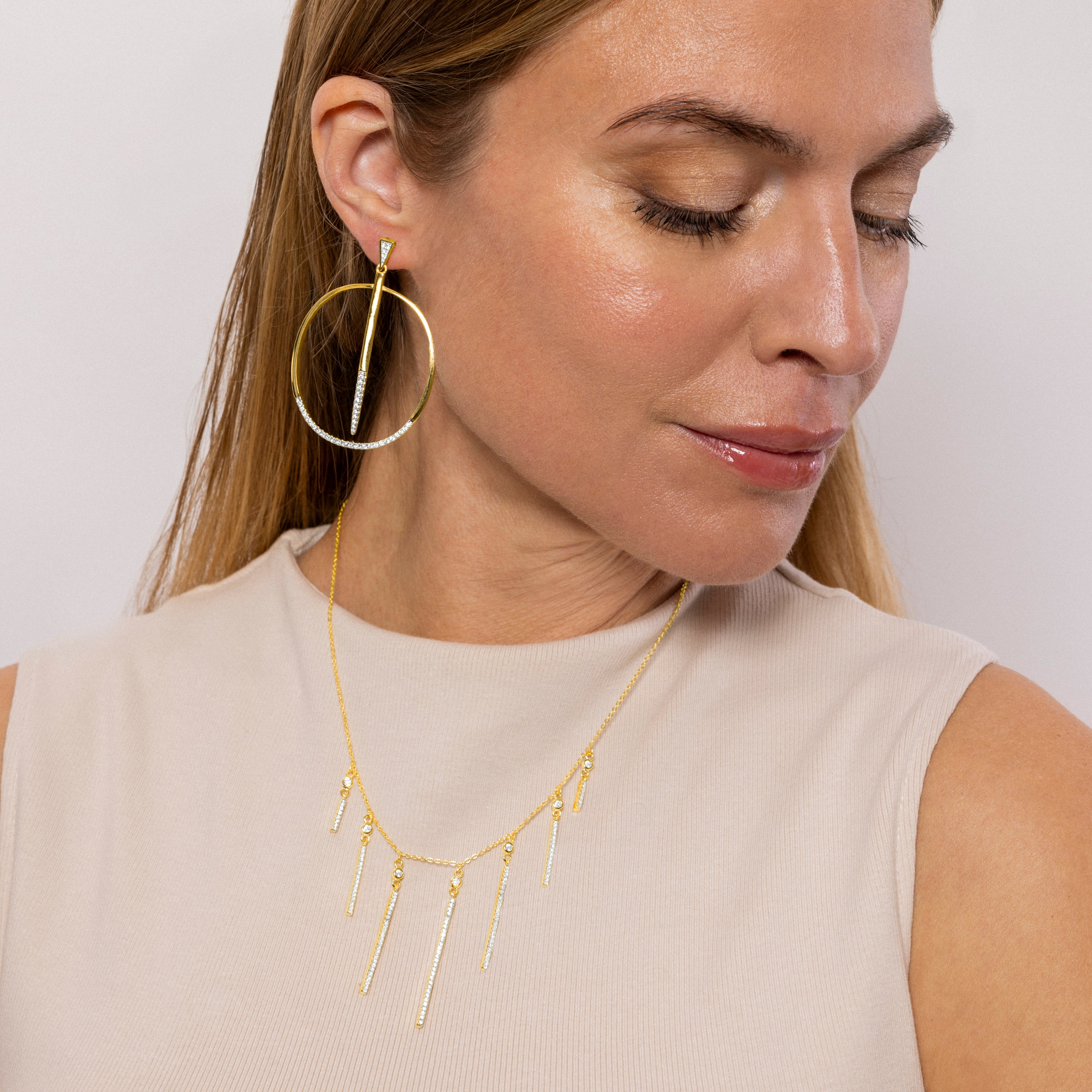 Collar De Plata De Ley 925 con Circonita Brillante acabado oro 18k - Luig