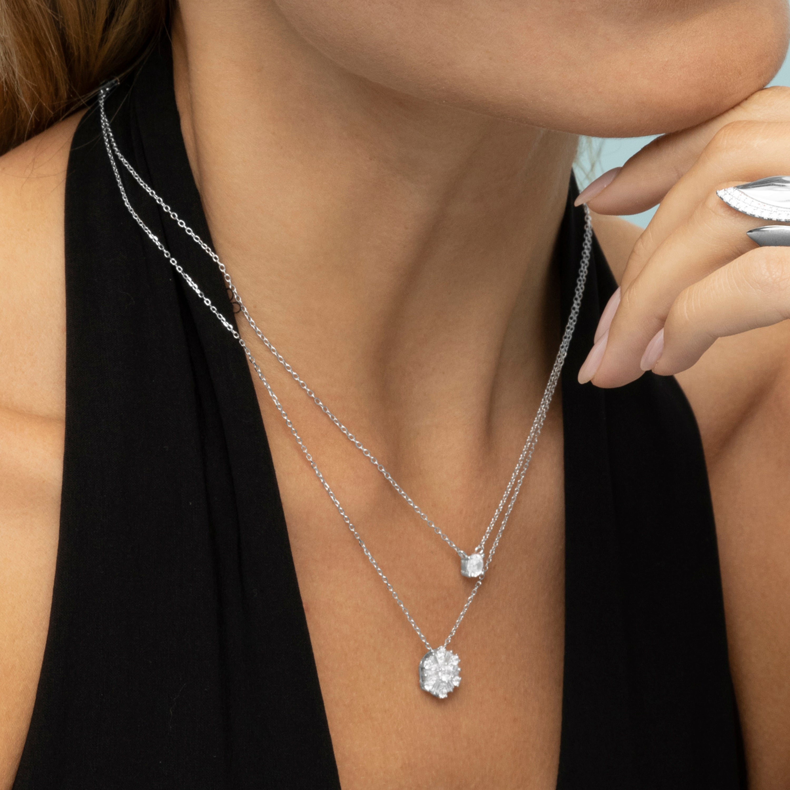 Collar de Plata de Ley 925 y Circonita Brillante acabado en rodio - Lorush