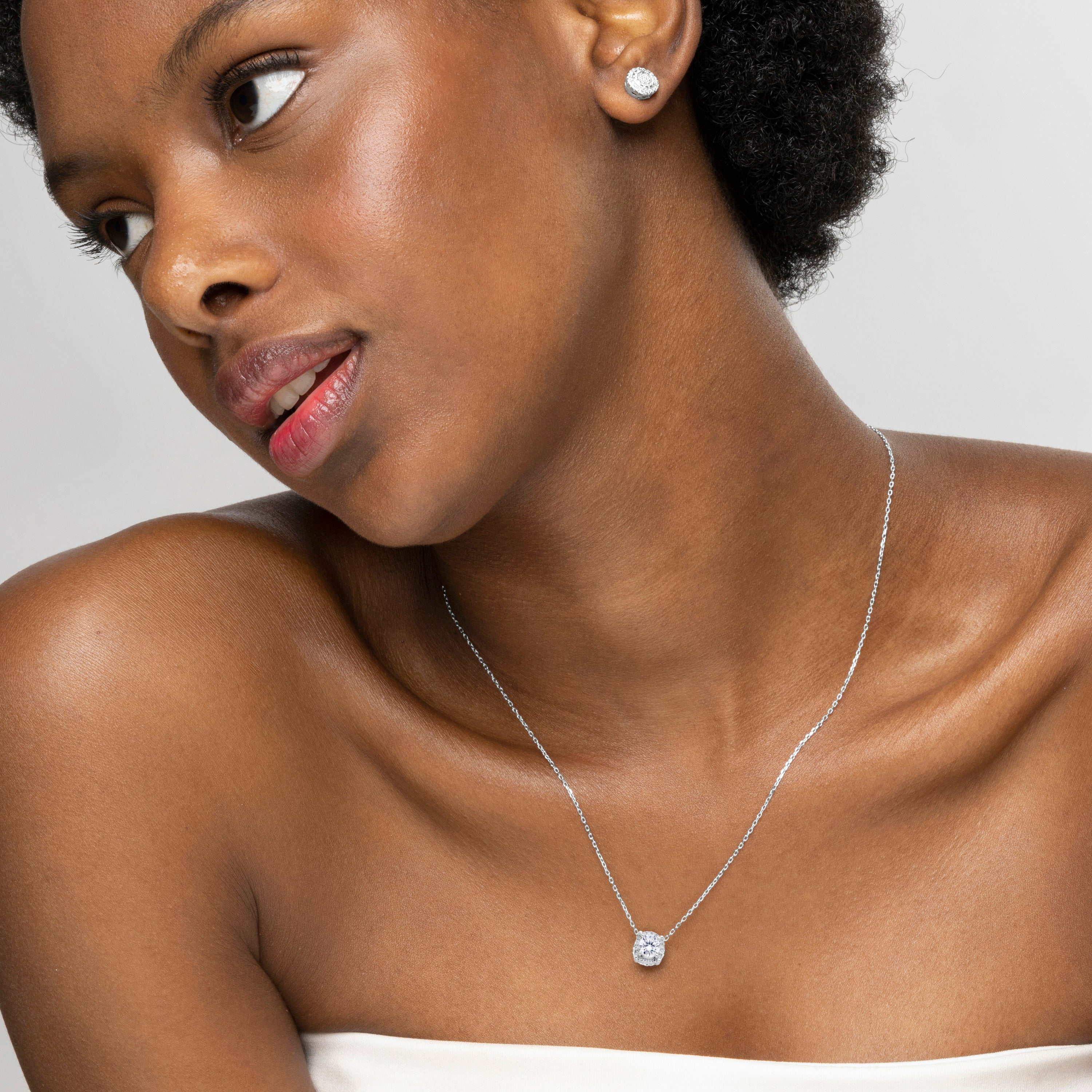 Collar de Plata de Ley 925 y Circonita Brillante acabado en rodio - Lehak