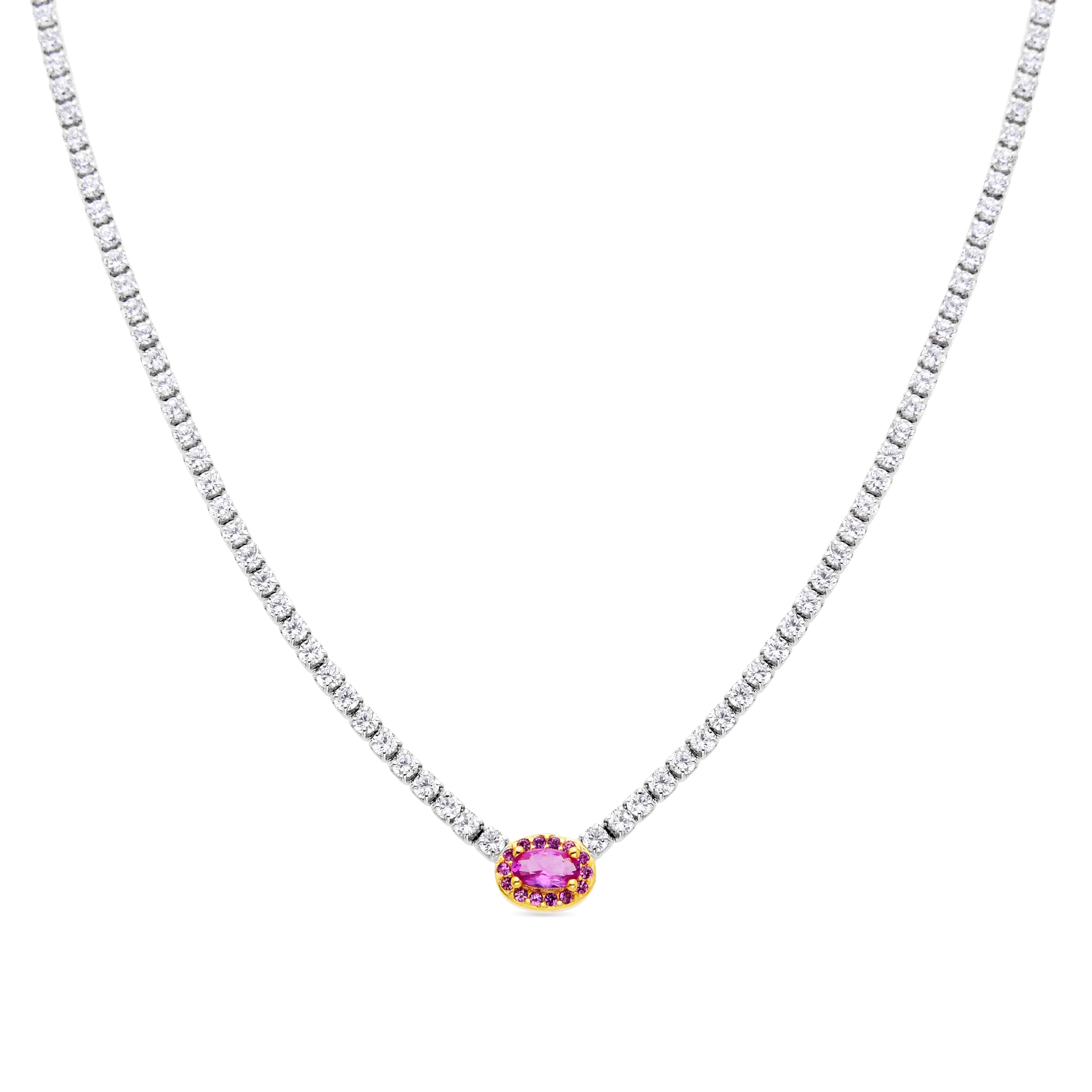 Collar de Plata de Ley 925 y Circonita Rosa acabado en rodio - Zucmy