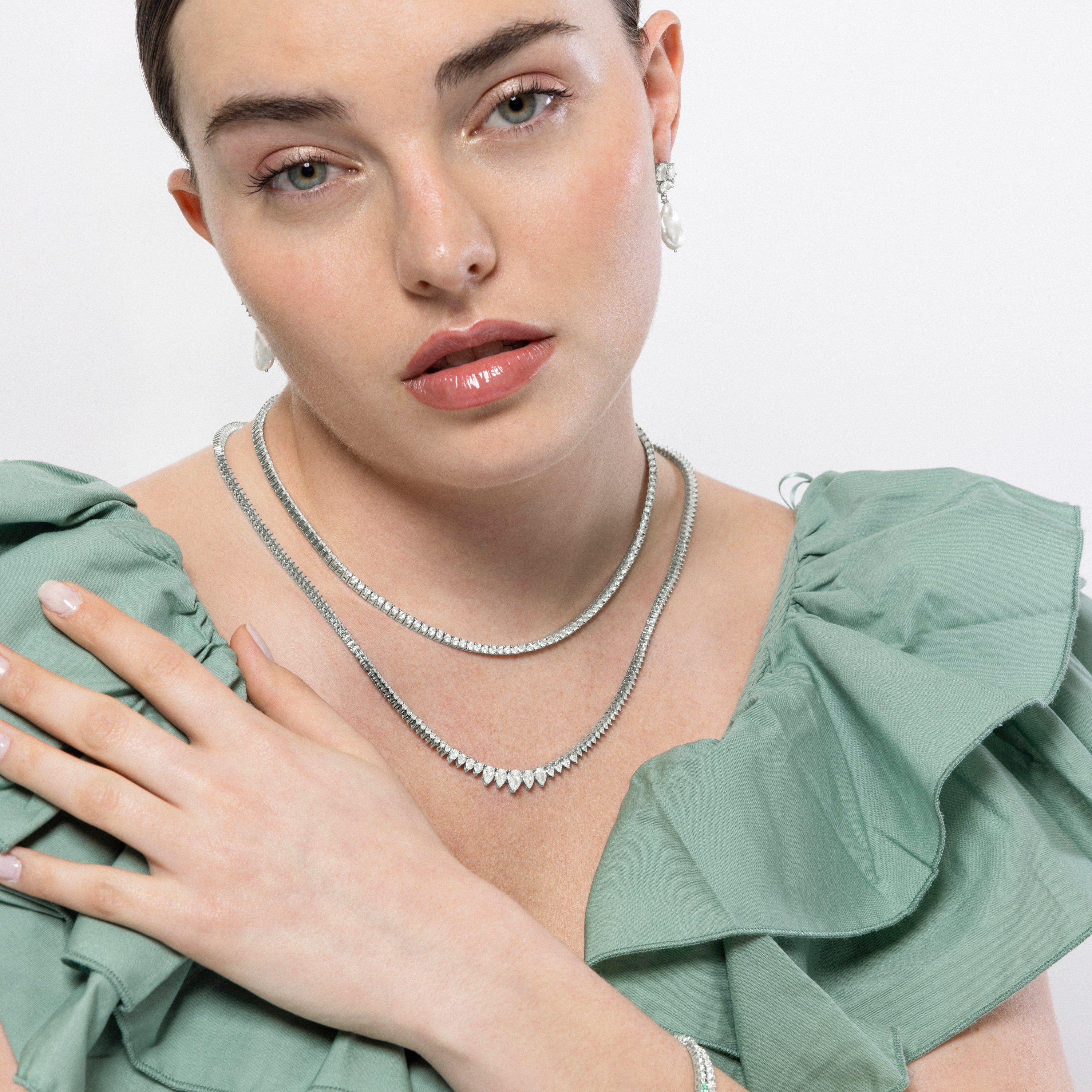 Collar de Plata de Ley 925 y Circonita Brillante acabado en rodio - Tahu