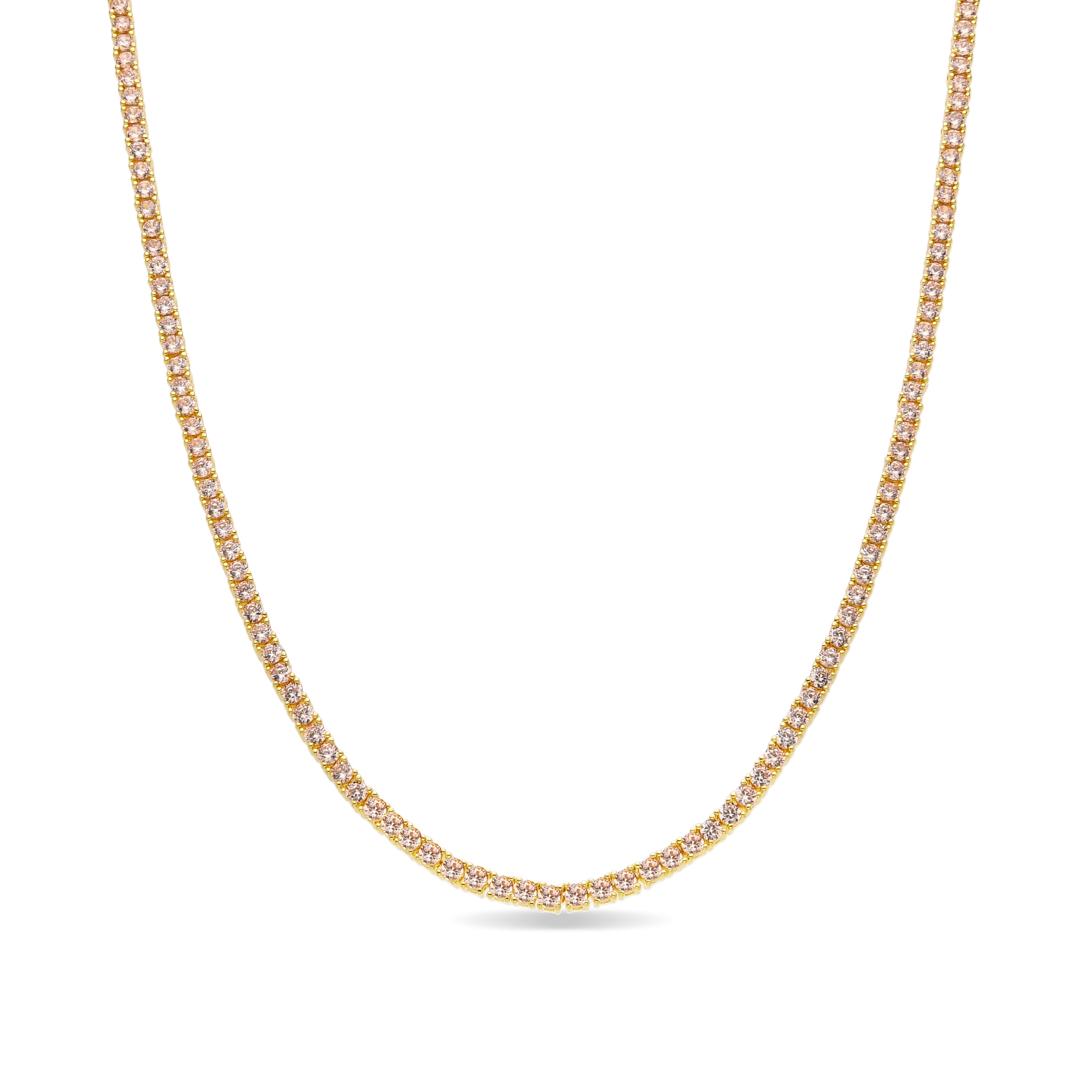 Collar de Plata de Ley 925 y Circonita Champagne acabado en oro amarillo de 18k - Tahu