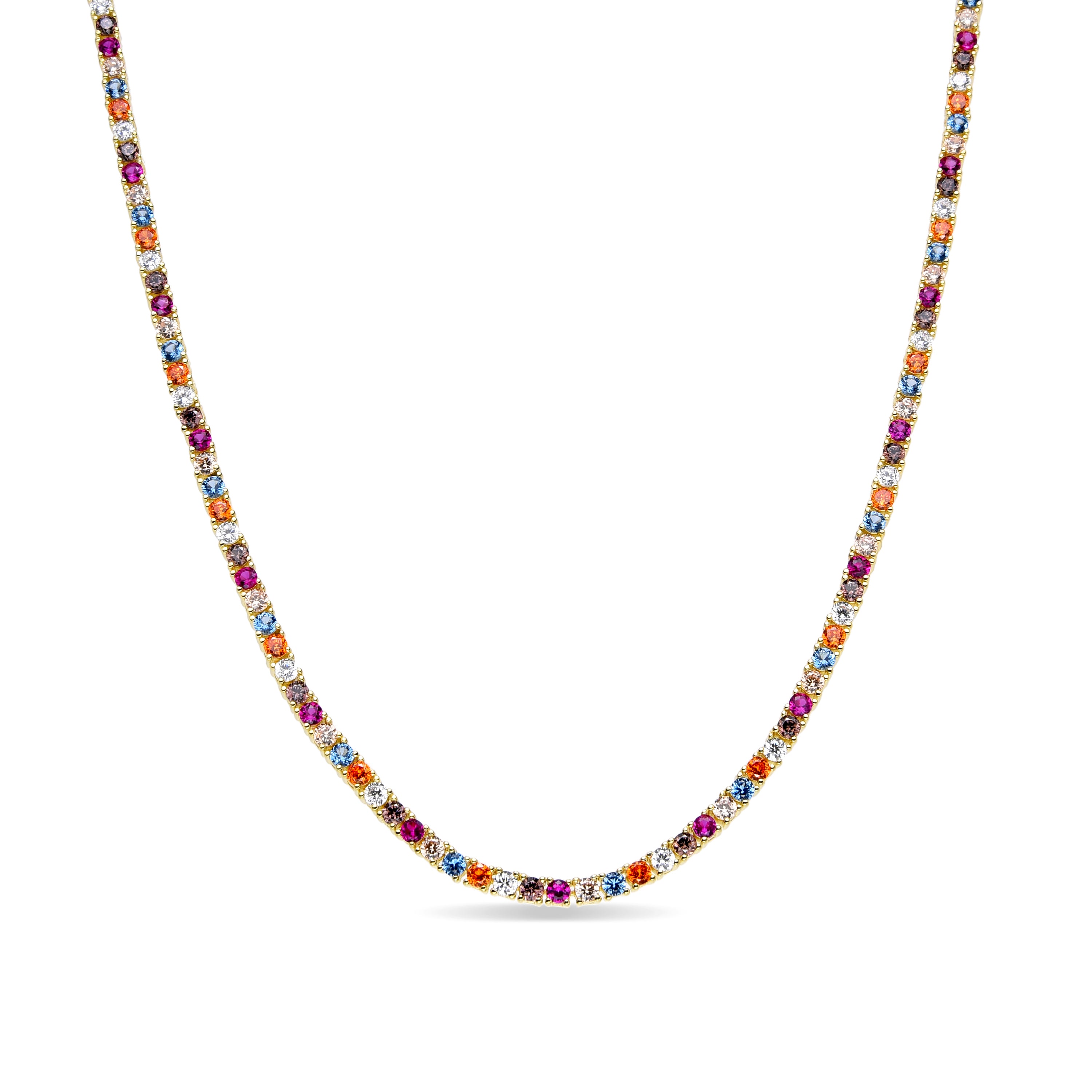 Collar de Plata de Ley 925 y Circonita Multicolor acabado en oro amarillo de 18k - Tahu