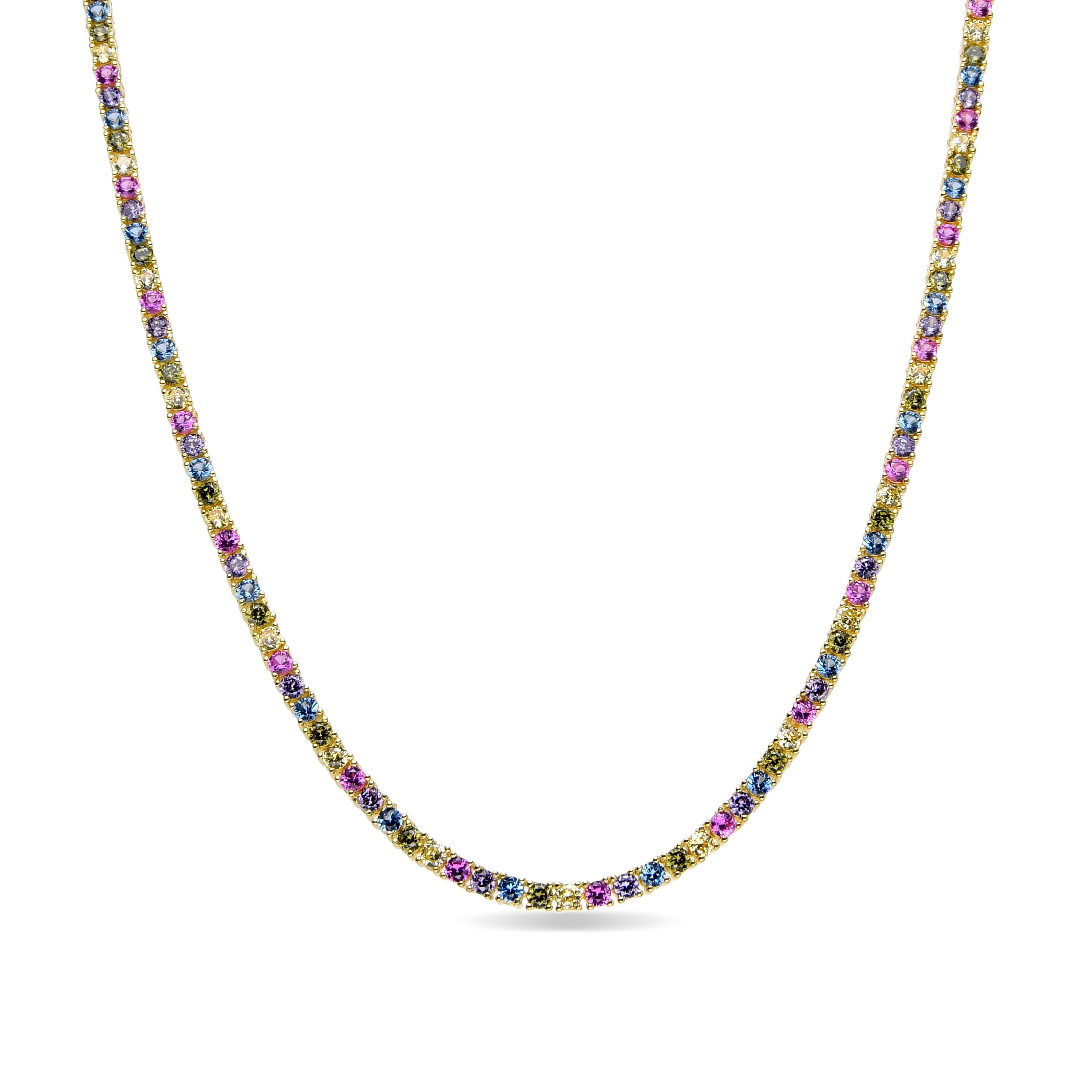 Collar de Plata de Ley 925 y Circonita Multicolor acabado en oro amarillo de 18k - Tahu