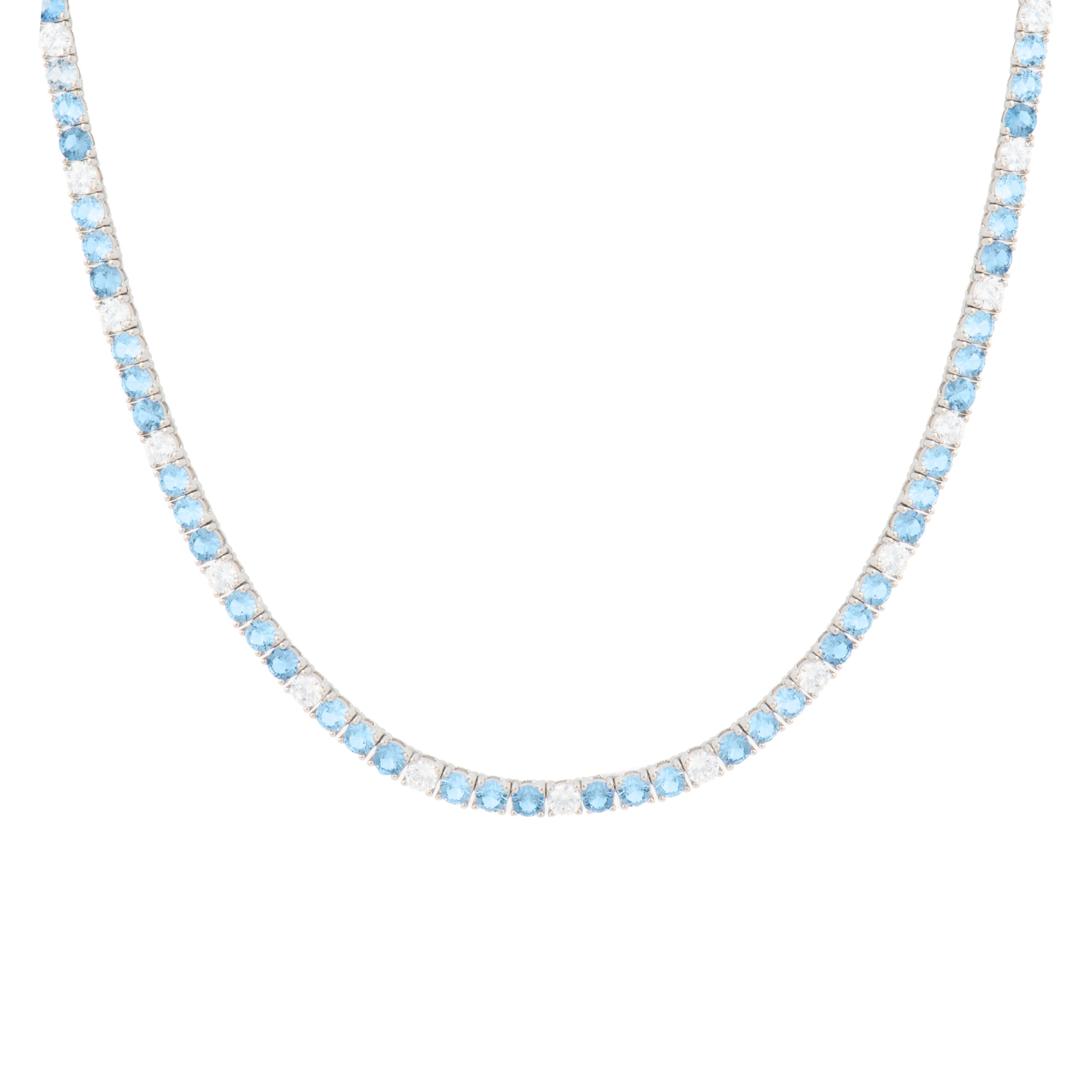 Collar de Plata de Ley 925 y Circonita Aguamarina acabado en rodio - Tyhad