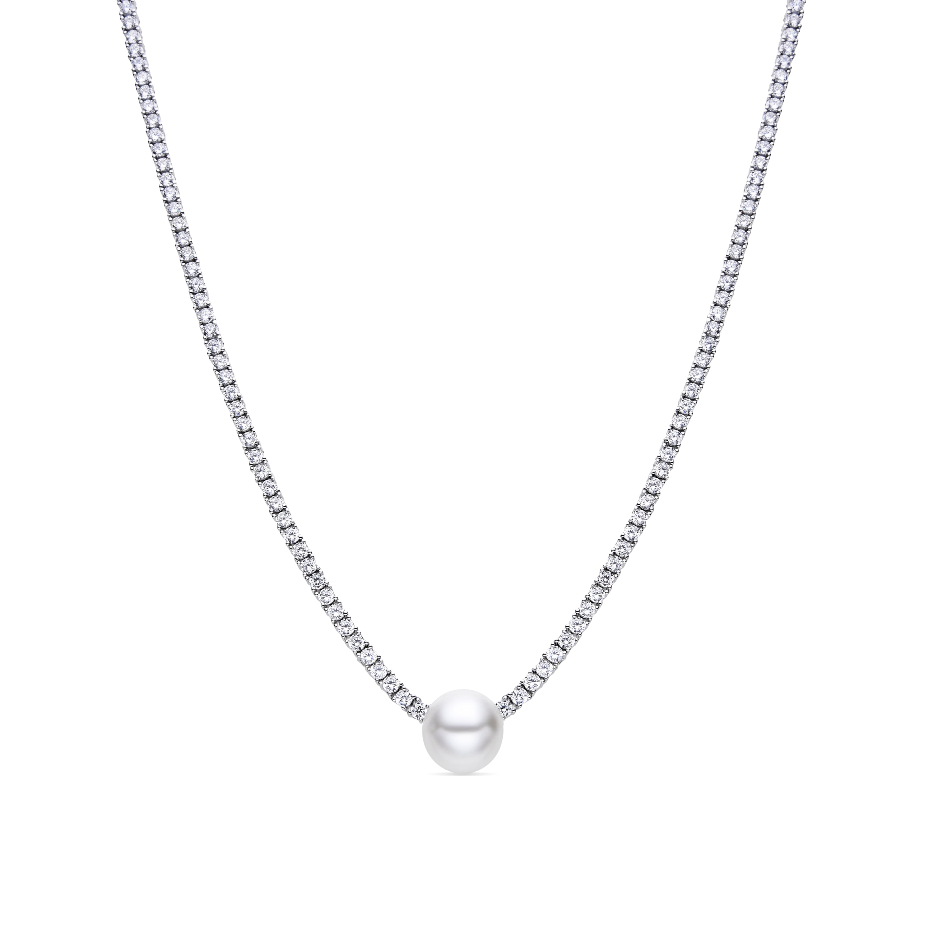 Collar de Plata de Ley 925 y Perla Blanca acabado en rodio - Gakai