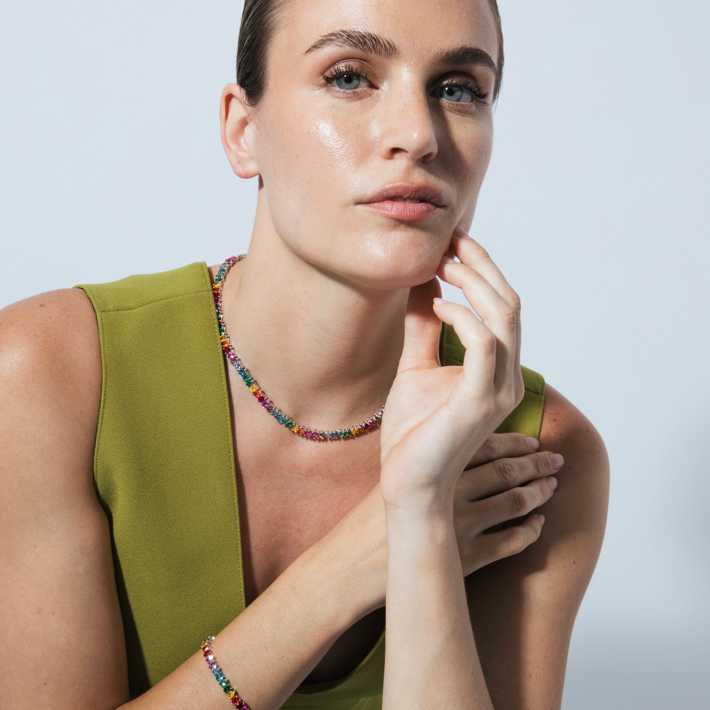 Collar de Plata de Ley 925 y Circonita Multicolor acabado en rodio - Isso