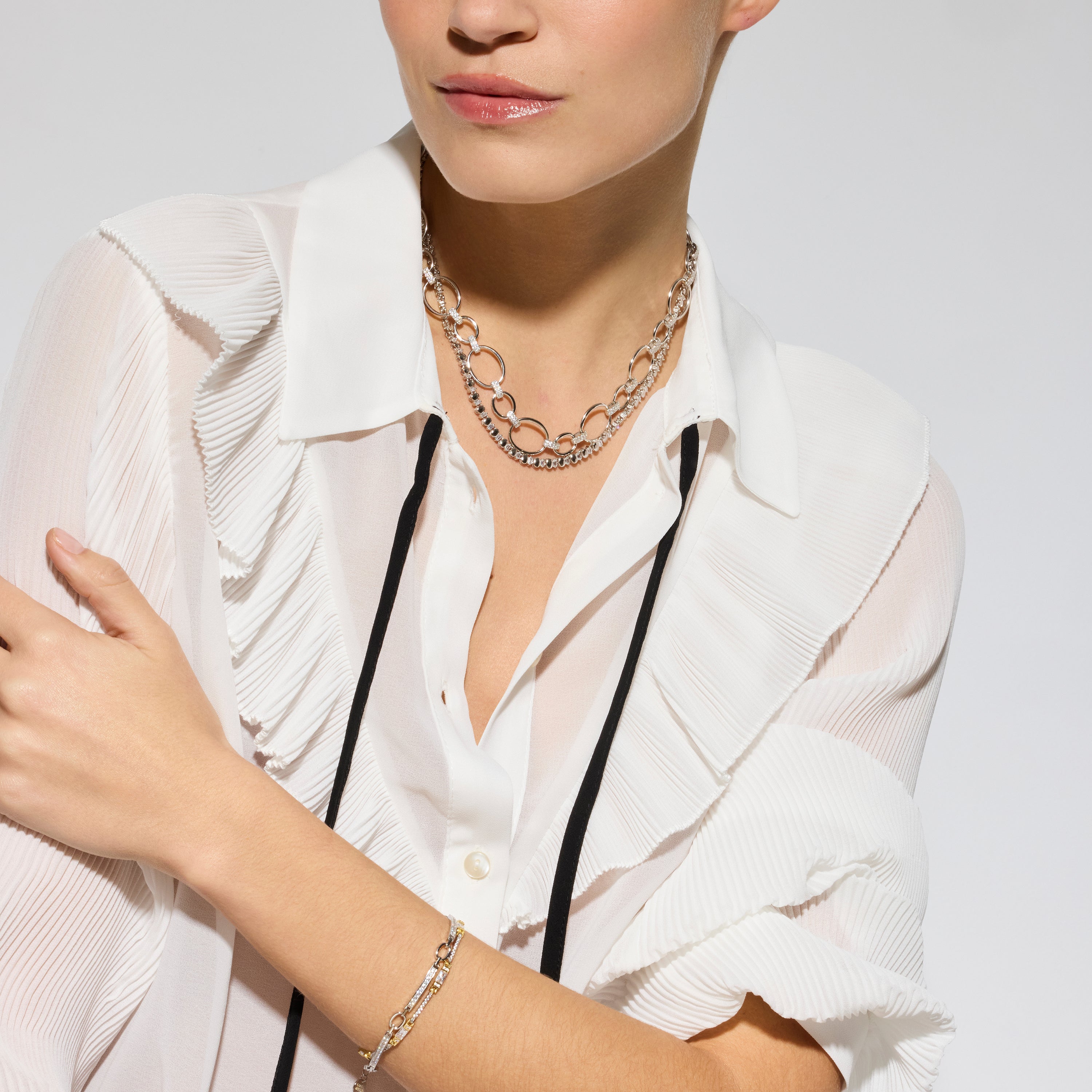 Collar de Plata de Ley 925 y Circonita Brillante acabado rodio - Parhem