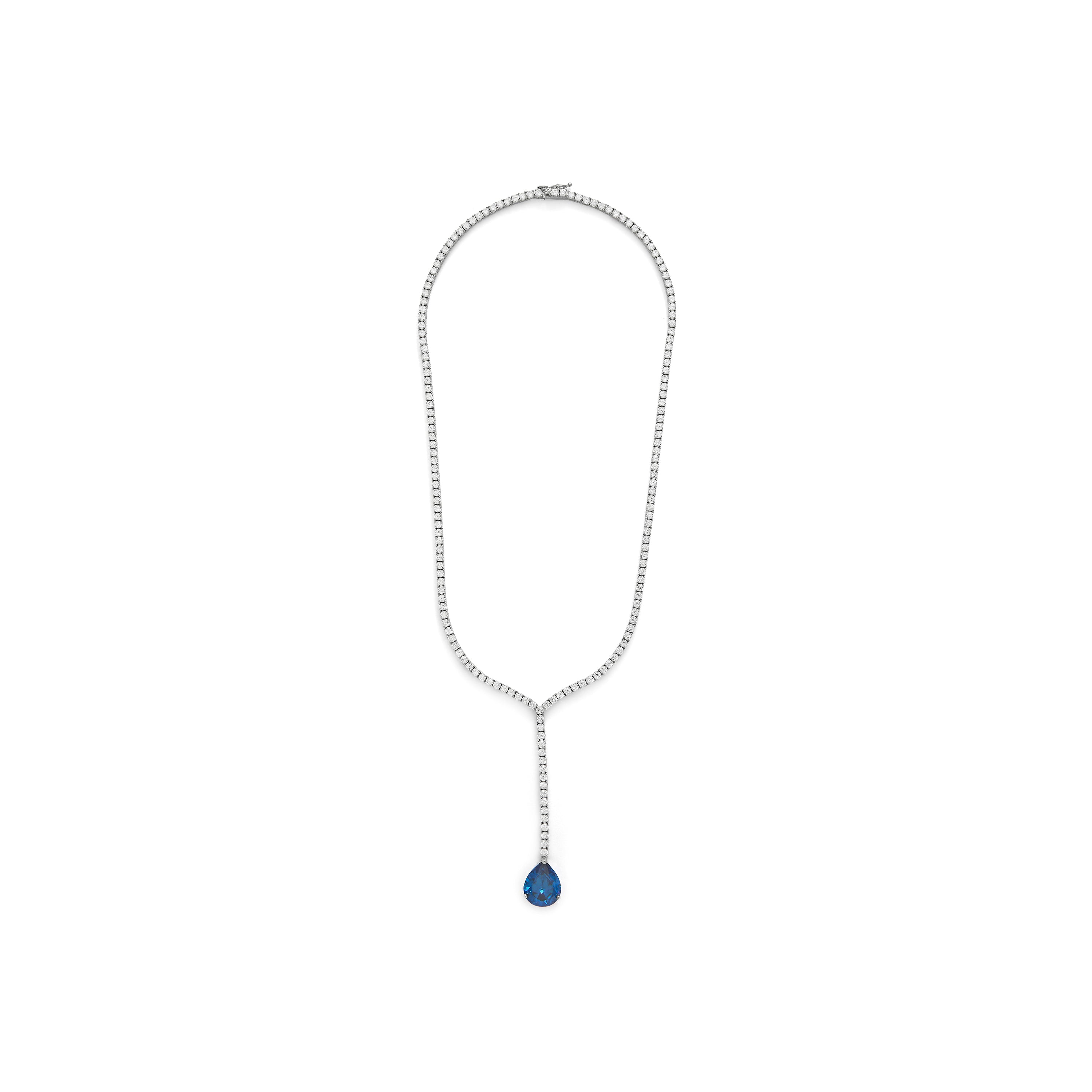 Collar de Plata de Ley 925 y Circonita Zafiro acabado en rodio - Ainer