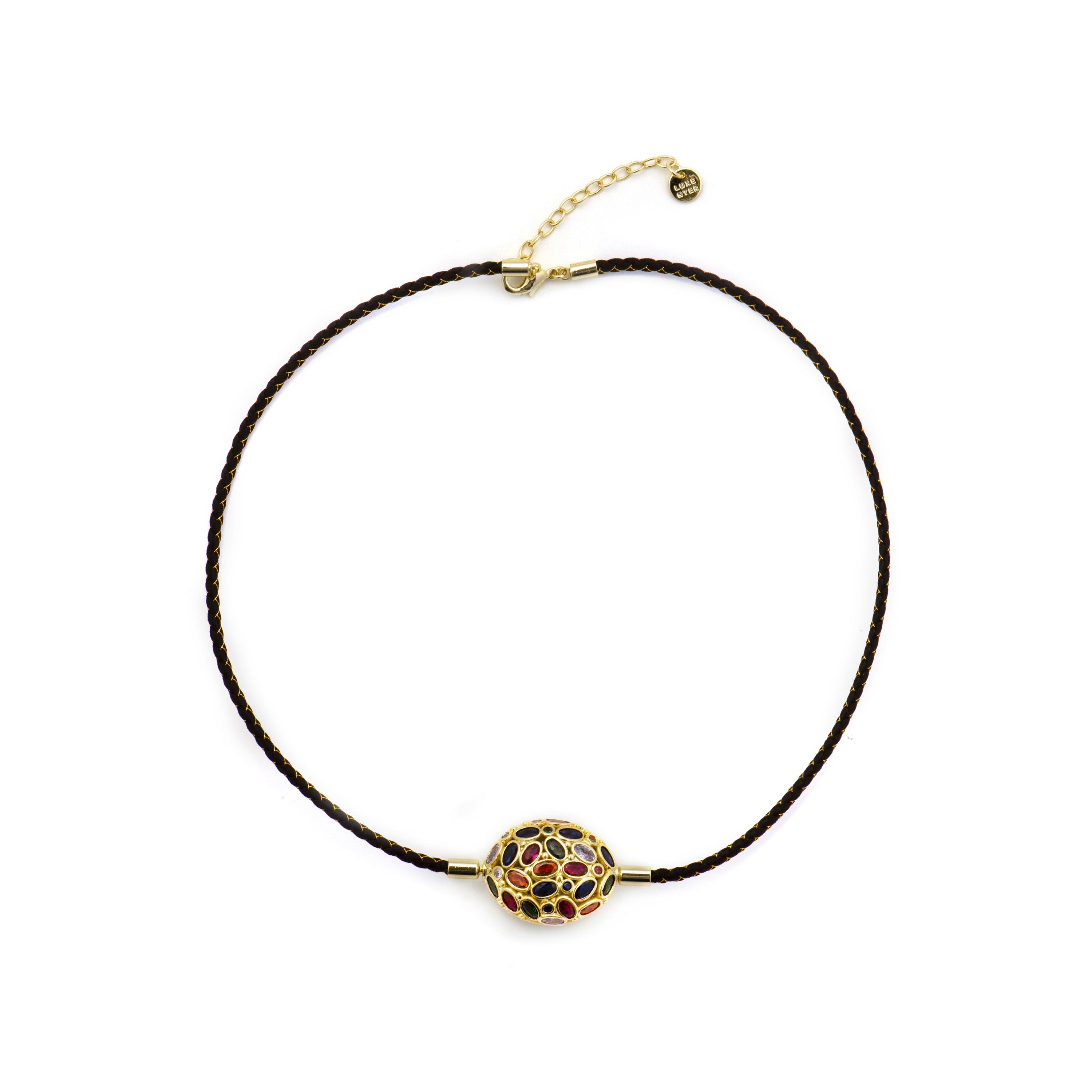 Collar de Plata de Ley 925 y Circonita Multicolor acabado en oro amarillo 18k - Milkio