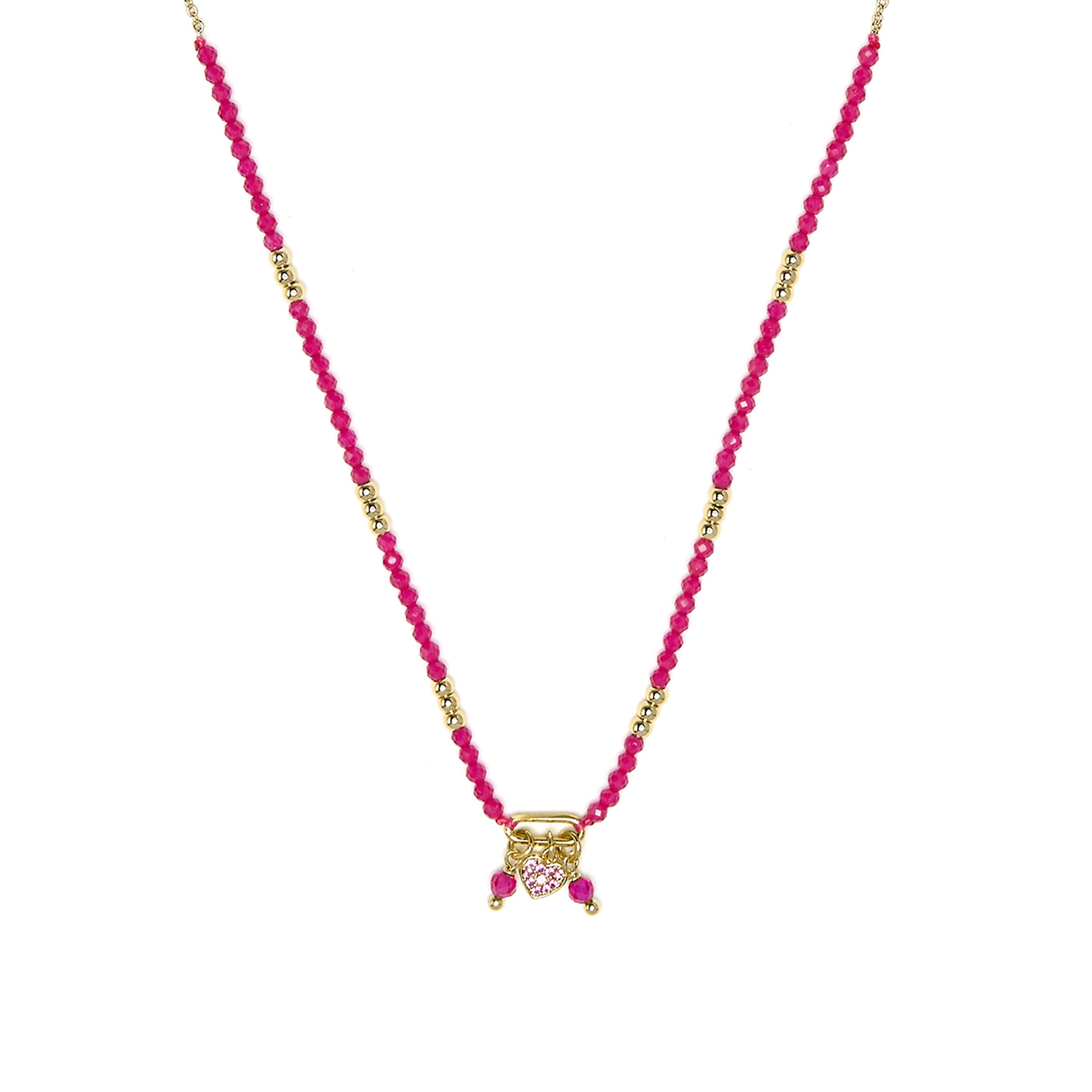 Collar de Plata de Ley 925 y Circonita Rubí acabado en oro amarillo 18k - Kamara