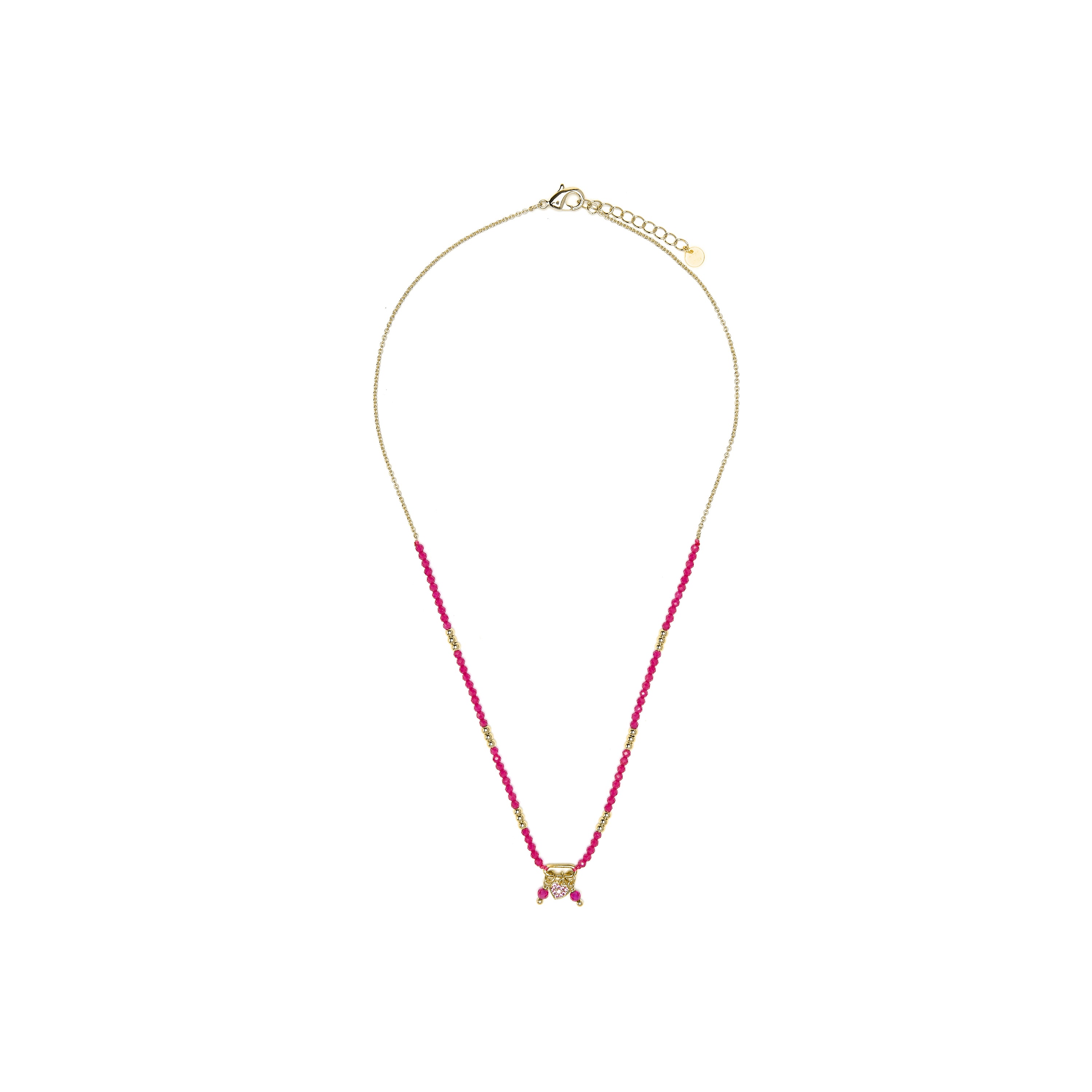 Collar de Plata de Ley 925 y Circonita Rubí acabado en oro amarillo 18k - Kamara