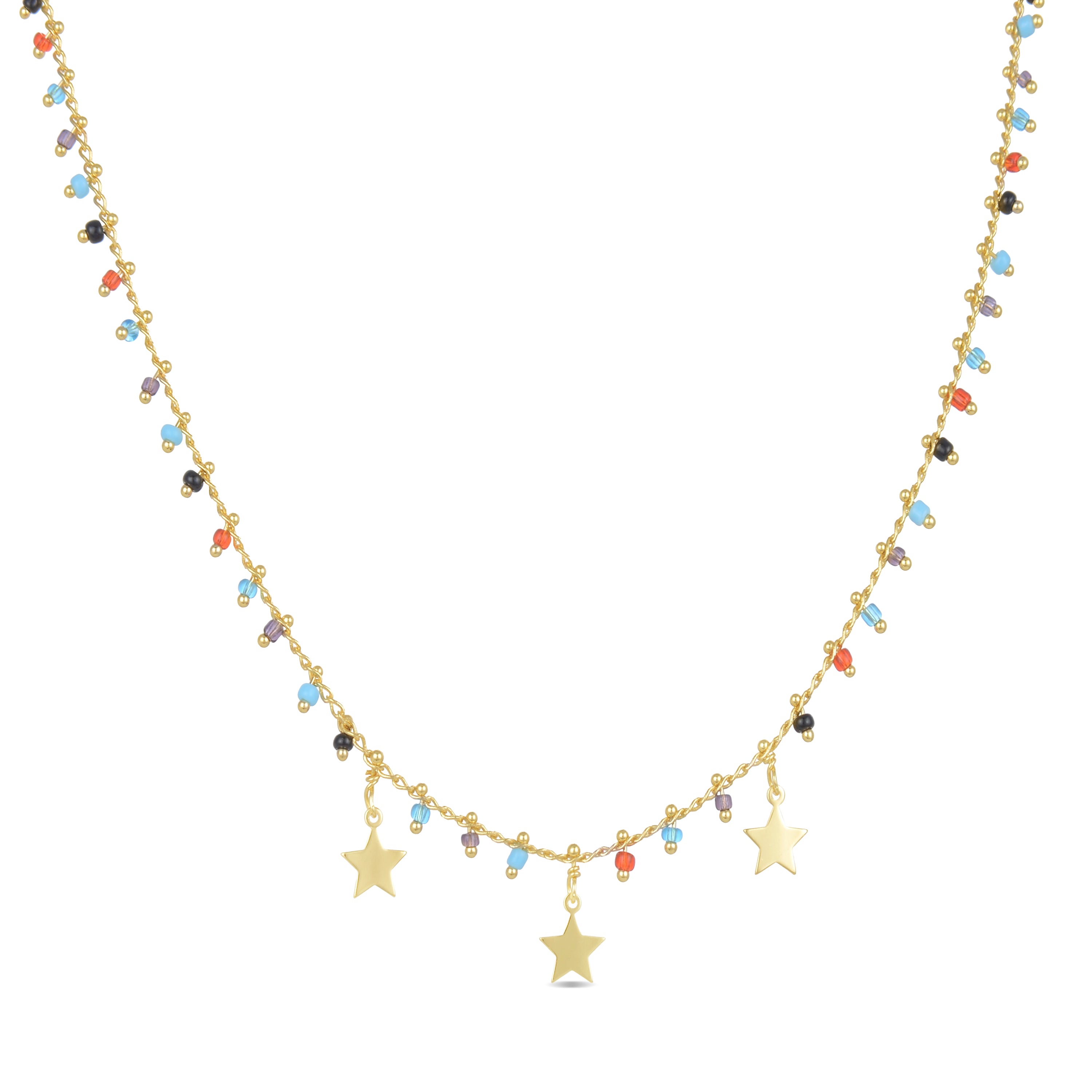 Collar de Plata de Ley 925 con Cuarzo Hidrotermal Multicolor acabado en oro amarillo de 18K - Beos