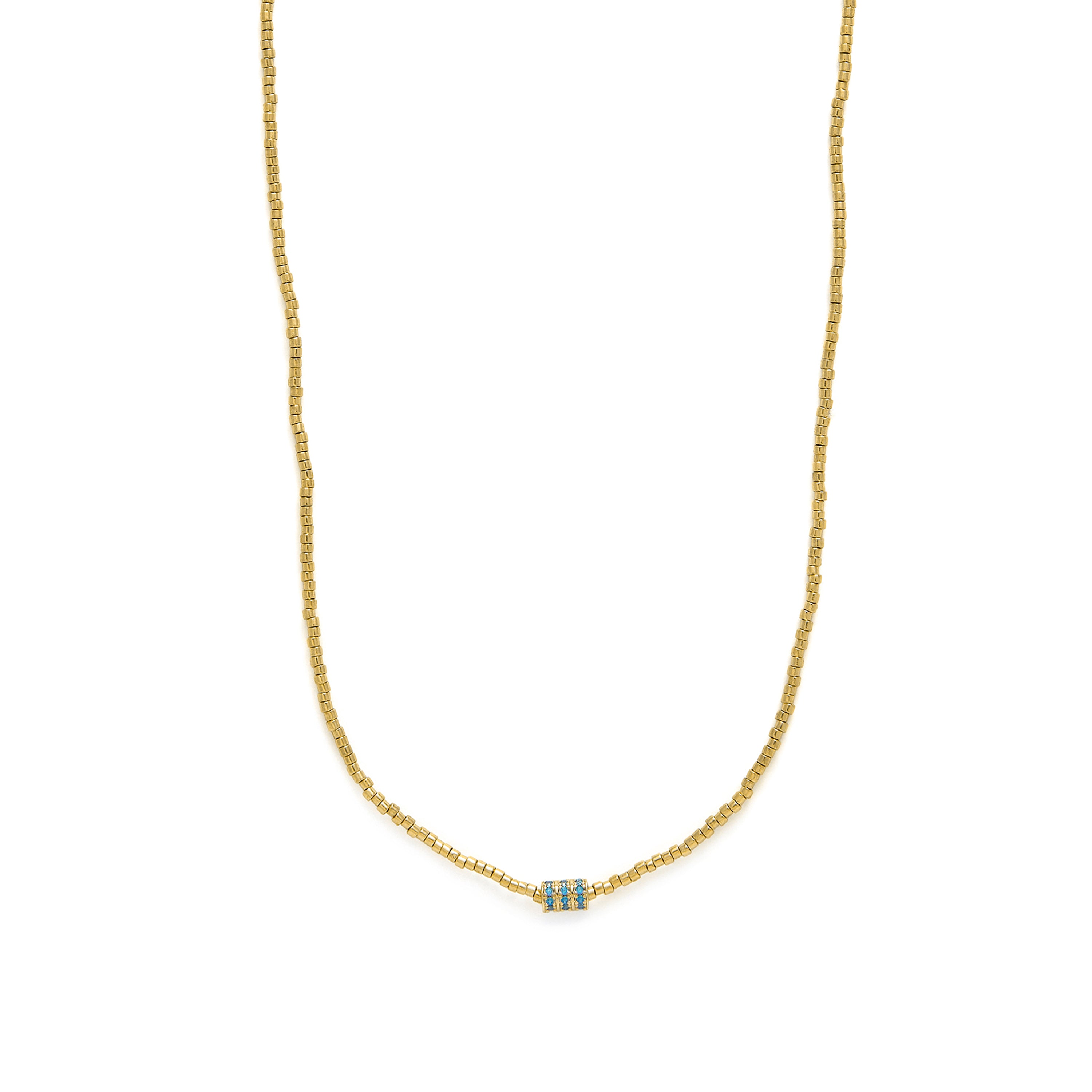 Collar de Plata de Ley 925 y Circonita Topacio Azul acabado en oro amarillo 18k - Alsion