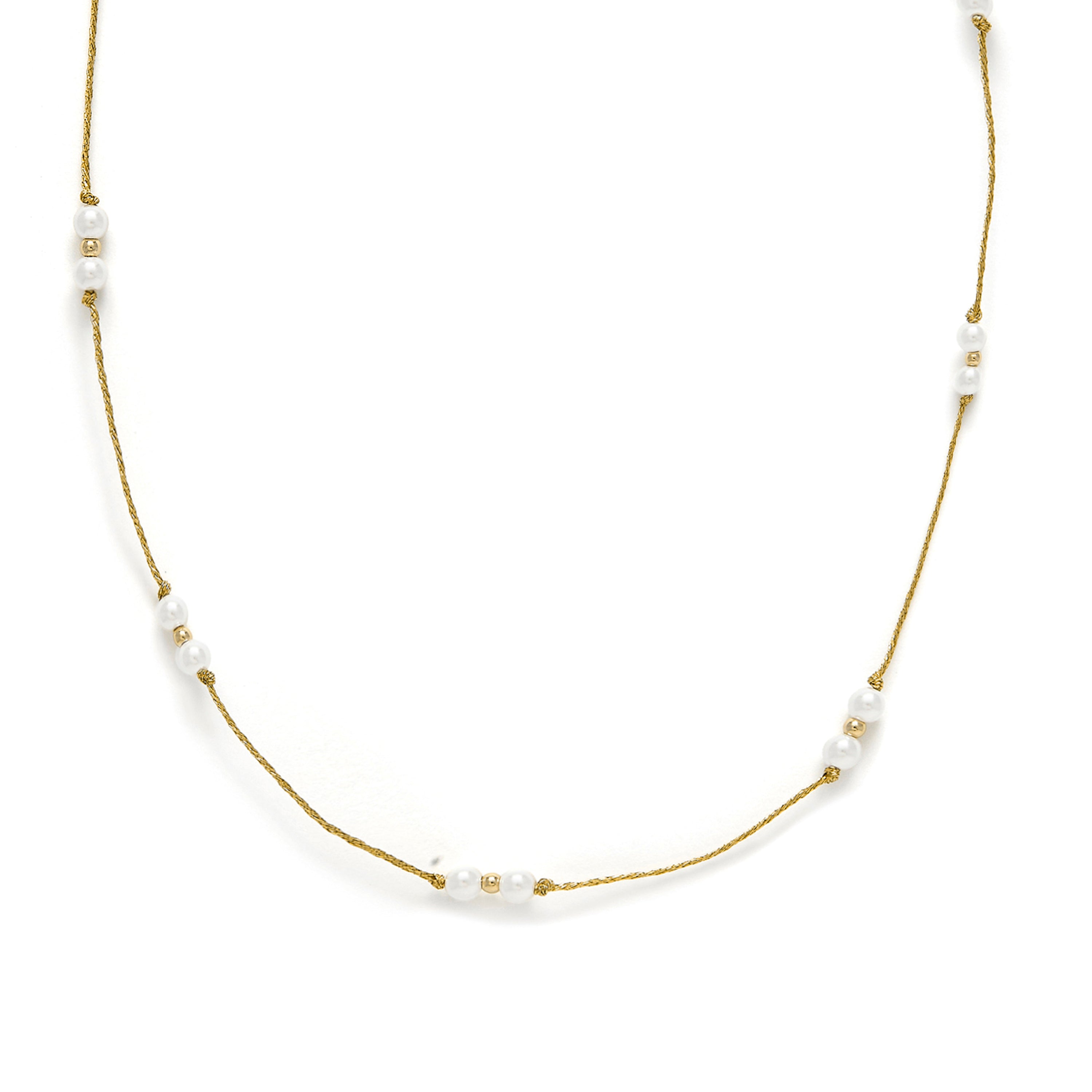 Collar de Plata de Ley 925 y Perla Blanca acabado en oro amarillo 18k - Deusu