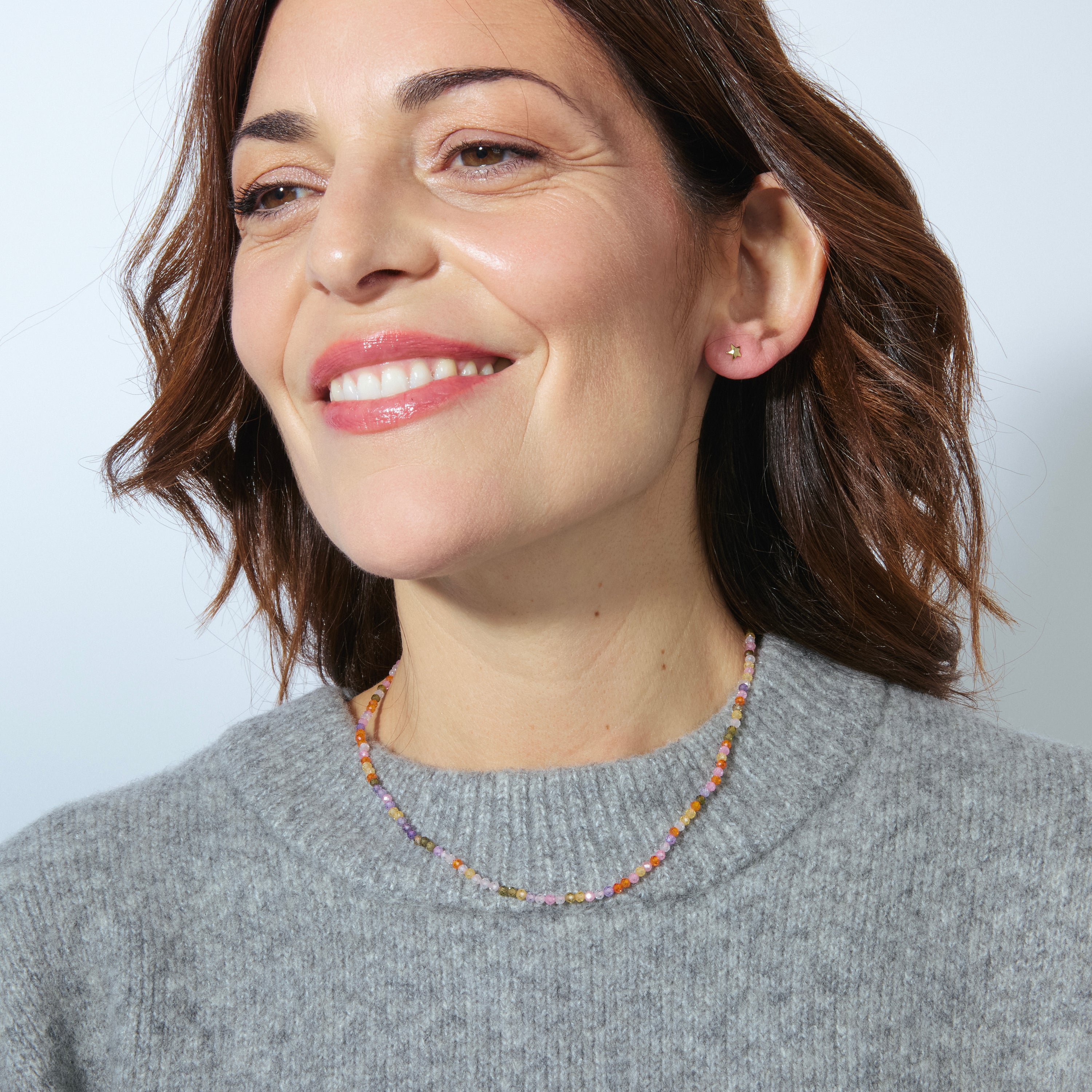 Collar de Plata de Ley 925 con Cristal Multicolor acabado en oro amarillo de 18K - Ufela