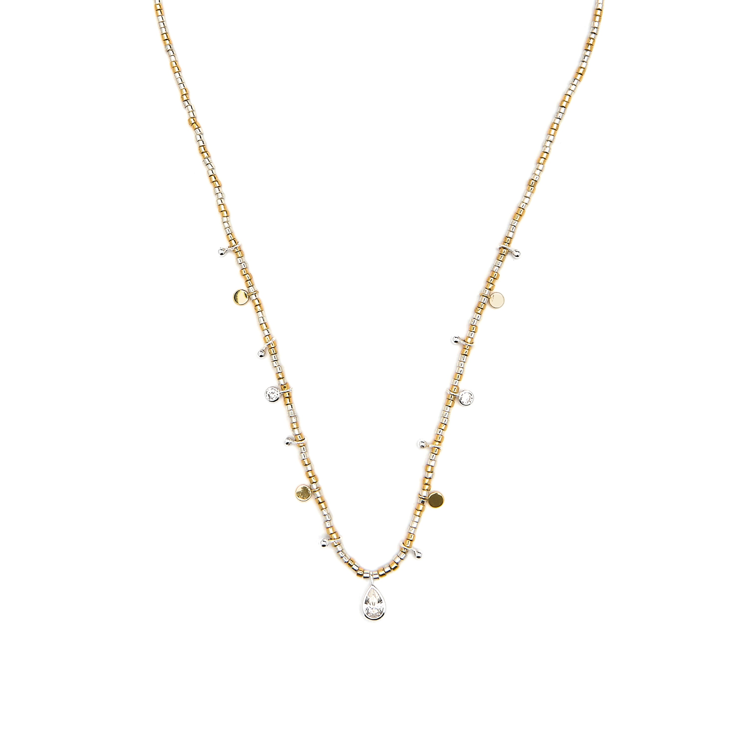 Collar de Plata de Ley 925 y Circonita Brillante acabado rodio - Erlah