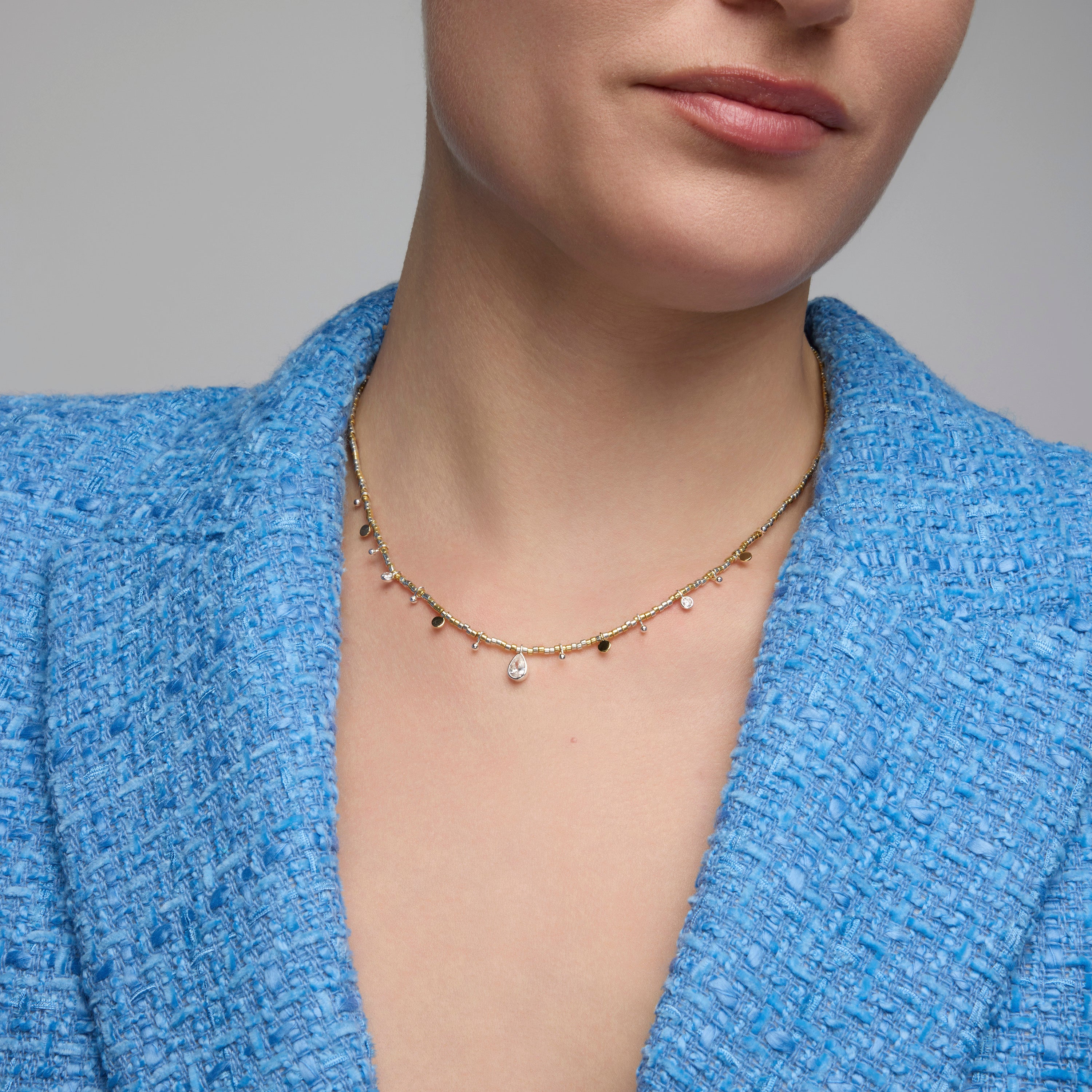 Collar de Plata de Ley 925 y Circonita Brillante acabado rodio - Erlah